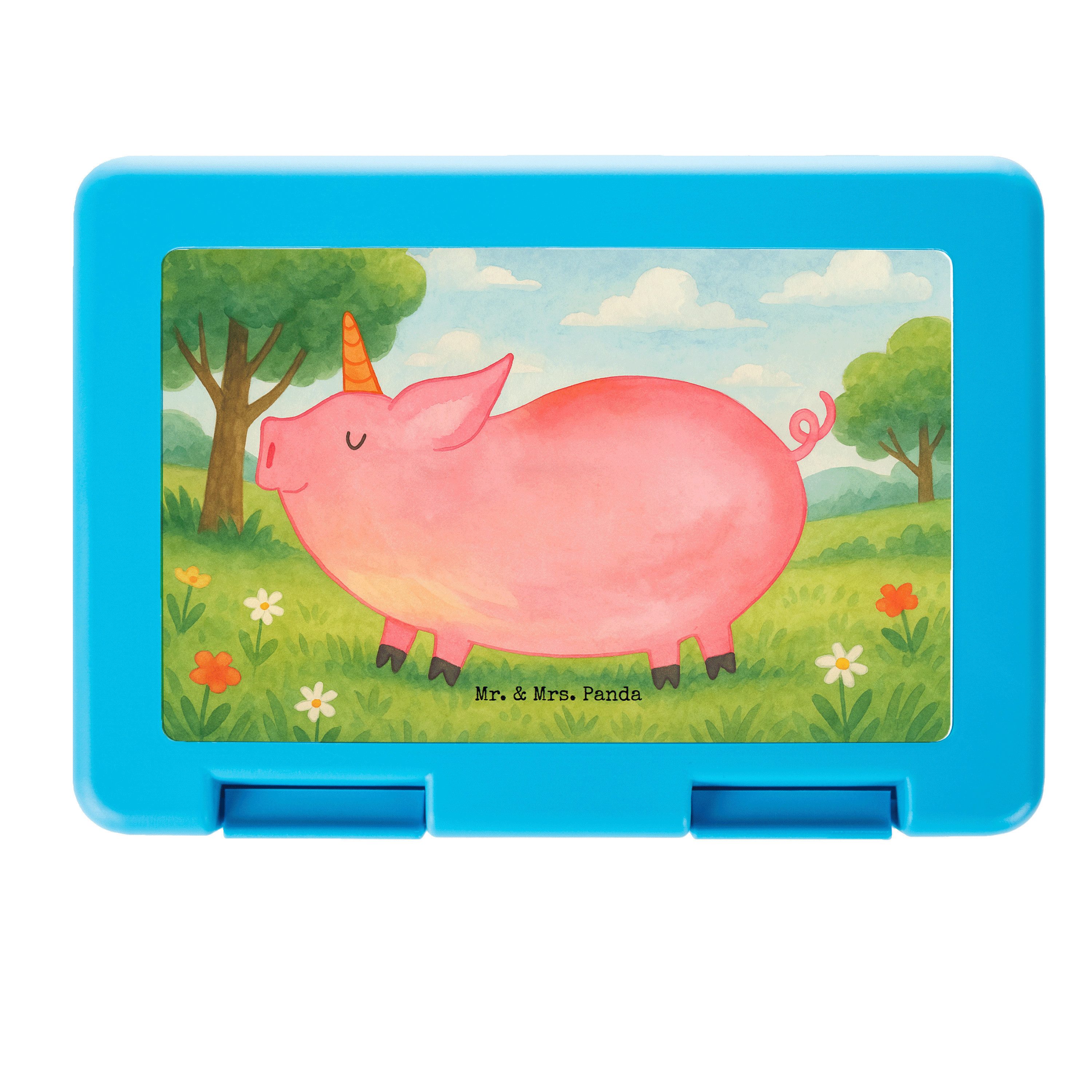 Mr. & Mrs. Panda Butterdose Einhorn Schwein Design, Essensbox, Weiß, Snackdose, Bentobox, Bento B, Premium Kunststoff, (Packung), Frühstücksdose Piggy Lunchbox