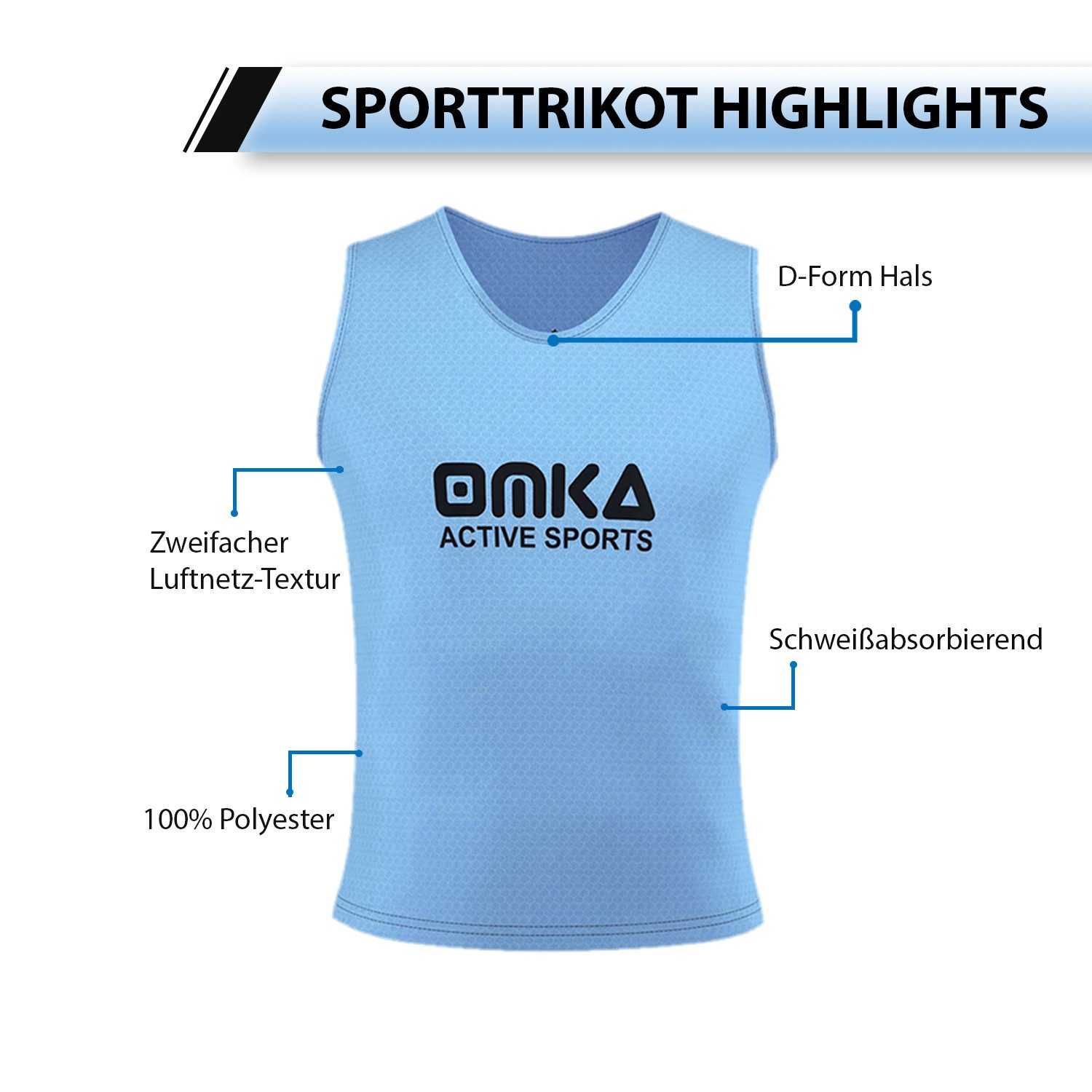 OMKA Trainingsleibchen OKLB01 10er Pack (Spar-Set, 10er-Pack) 10x OMKA Fußball Leibchen Trainingsleibchen