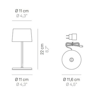 Zafferano LED Tischleuchte Olivia Mini Pro Kabellose Akku LED Tischle für Innen+ Außenbereich, LED fest integriert