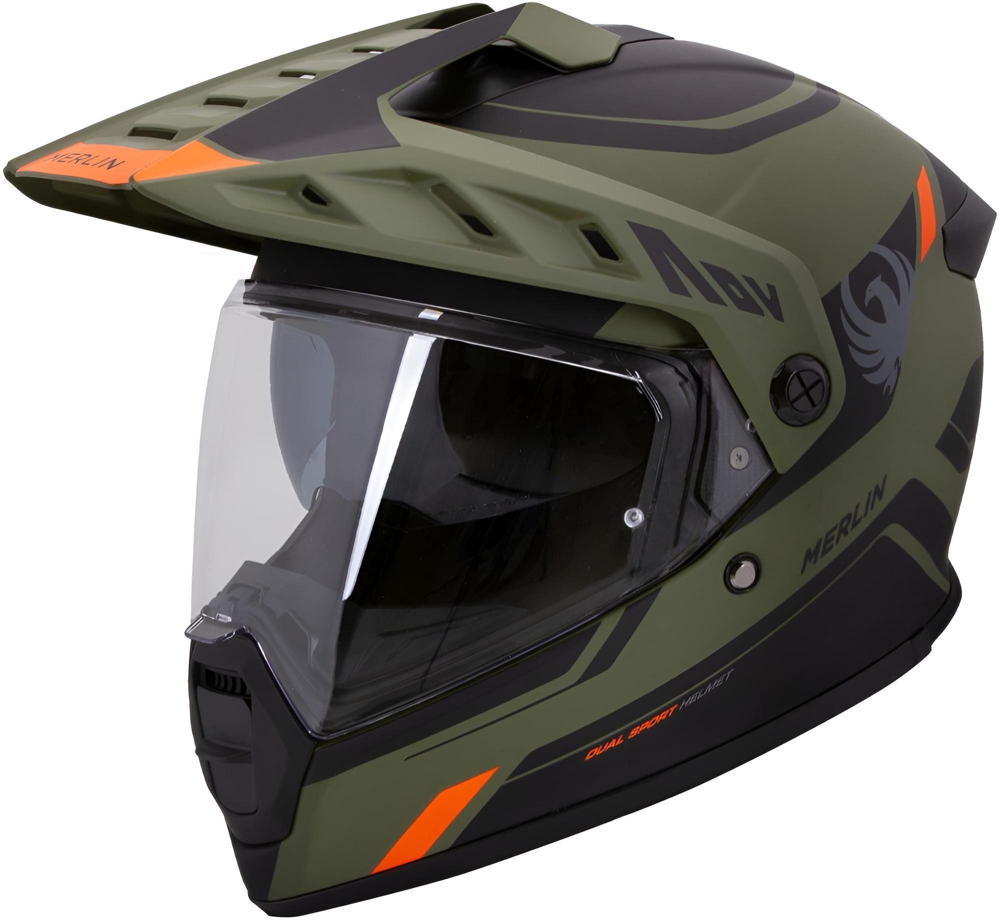 Merlin Motocrosshelm Torres Adventure Block Enduro Helm, vorbereitet für Kommunikationssystem,Pinlockscheibe enthalten,int