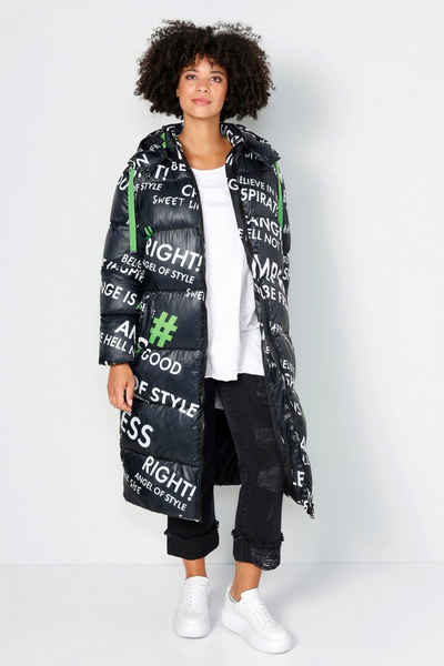 Angel of Style Steppjacke Steppmantel oversized Writing-Print Kapuze