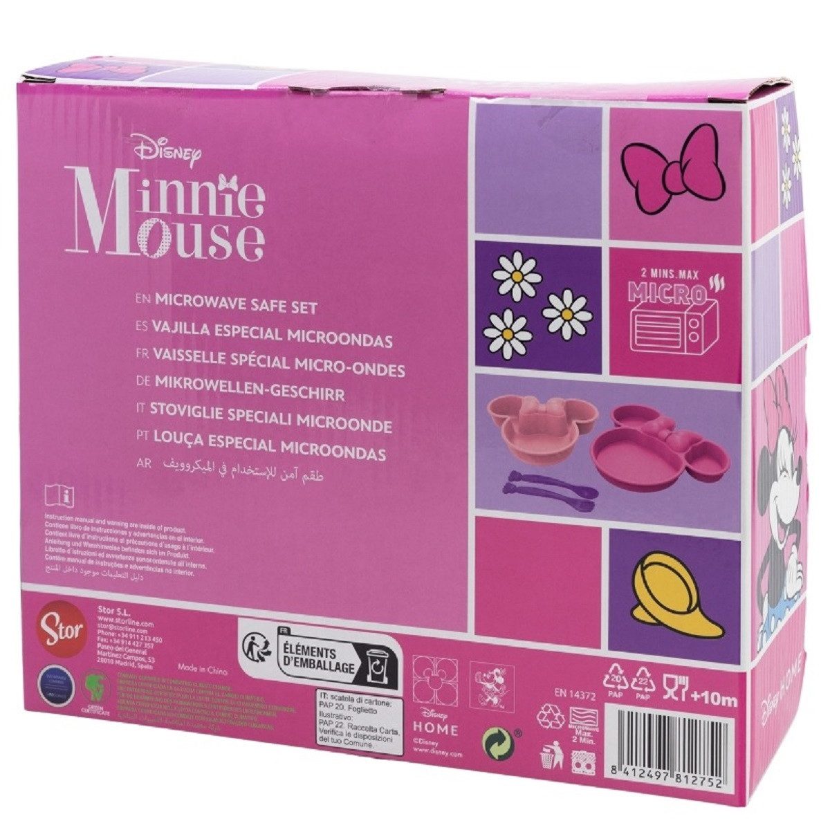 Disney Minnie Mouse Kindergeschirr-Set Kindergeschirr-Set 4-teilig – Teller, Schale & Besteck in Geschenkbox (4-tlg) – Bild 3 von 3