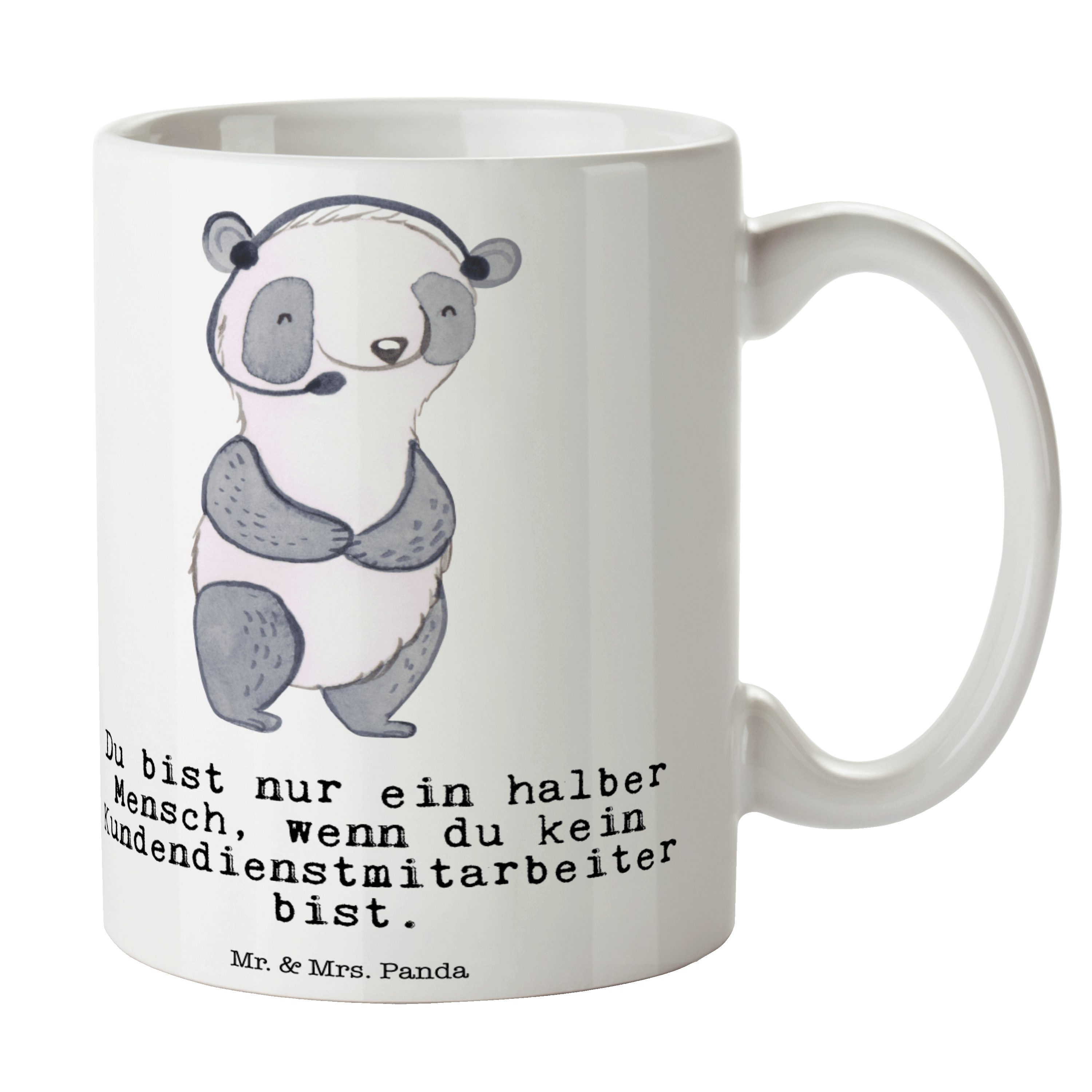 Mr. & Mrs. Panda Tasse Kundendienstmitarbeiter mit Herz - Weiß - Geschenk, Kaffeebecher, Fir, Keramik