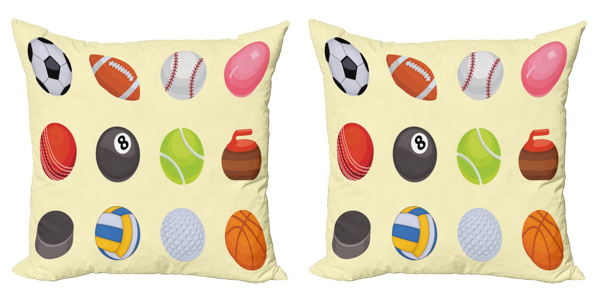 Kissenbezüge Modern Accent Doppelseitiger Digitaldruck, Abakuhaus (2 Stück), Hobby Verschiedene Sportbälle Layout-