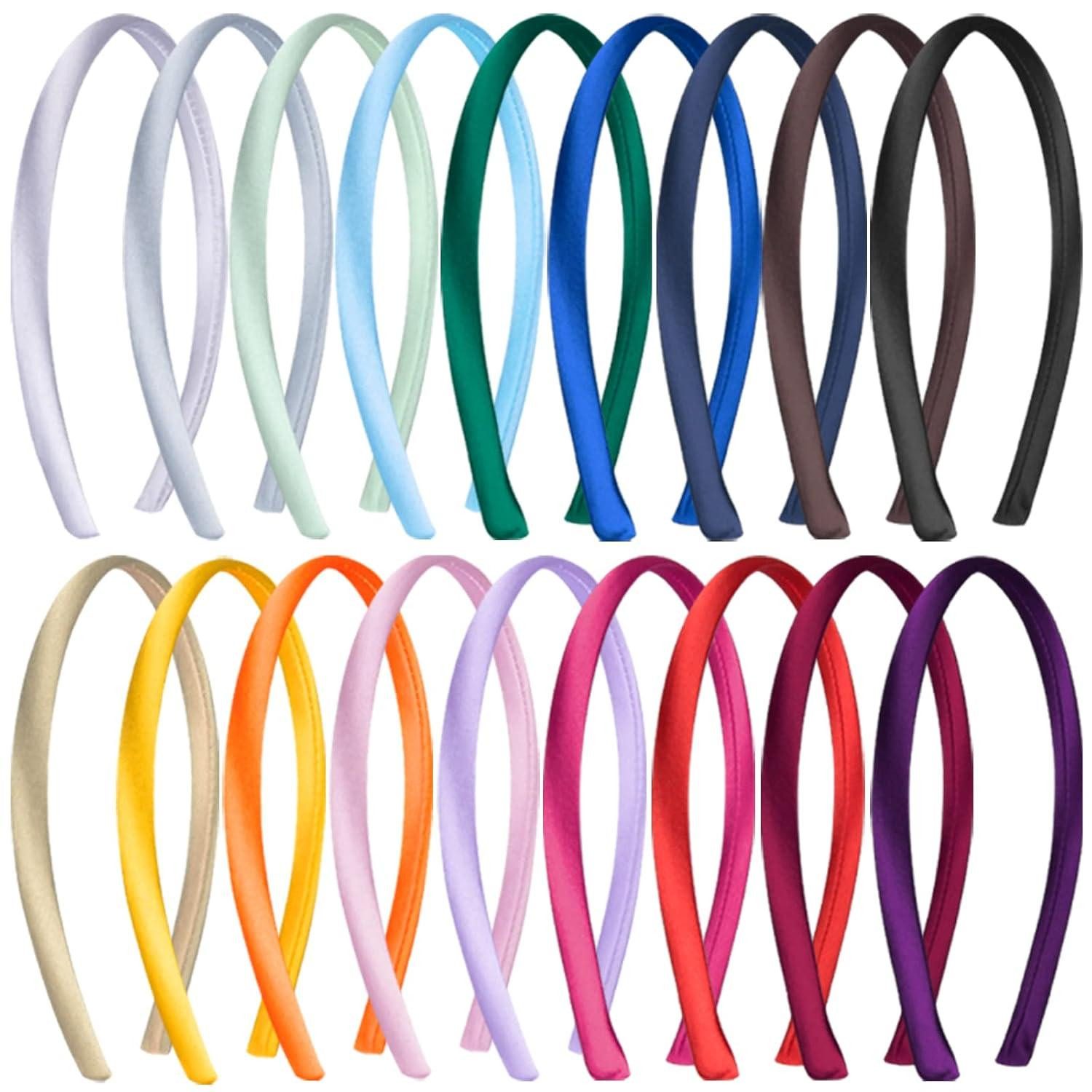 Haarreif 18er Set Satin Stirnbänder 1cm - Rutschfestes Haarreifen-Set für