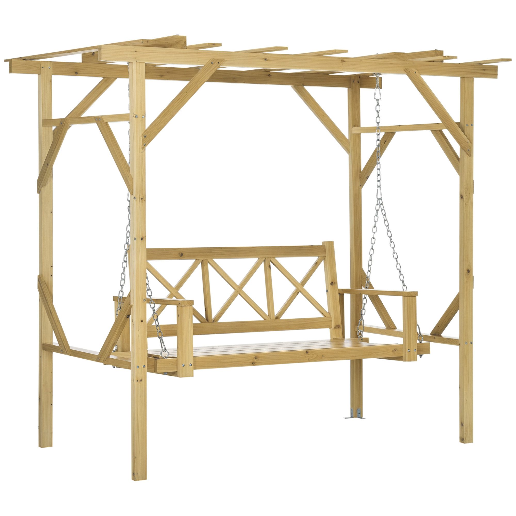 Outsunny Hollywoodschaukel Schaukebank, Wetterbeständige, 2-Sitzer, mit Pergola, Schaukel, 1 tlg., Gartenschaukel, für Garten, Balkon, Naturholz. Reduzierter Preis € 330,90. Unverbindliche Preisempfehlung € 461,90