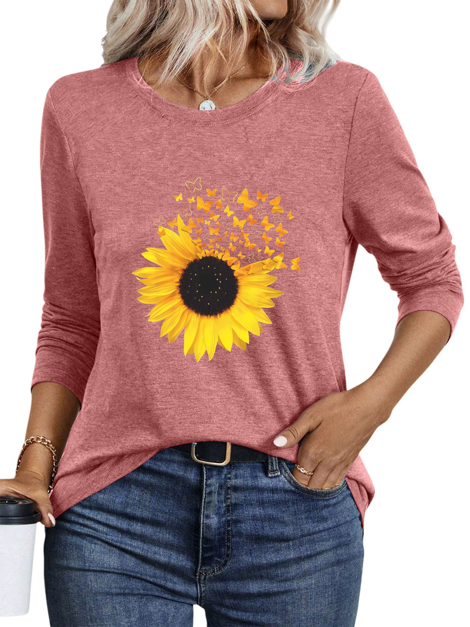 PYLIKE Langarmshirt Bequemes Shirt Damen Langarm günstig online kaufen