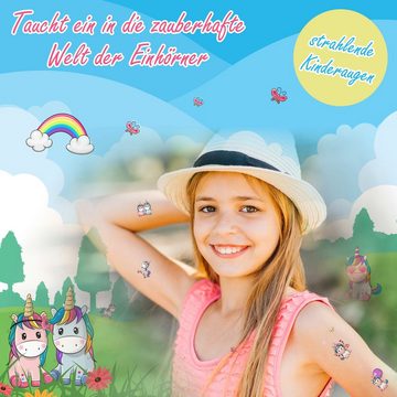 PUNALU Kindertattoo Einhorn Kindertattoos, Temporäre Tattoos für Kinder - Einhörner, hautfreundlich