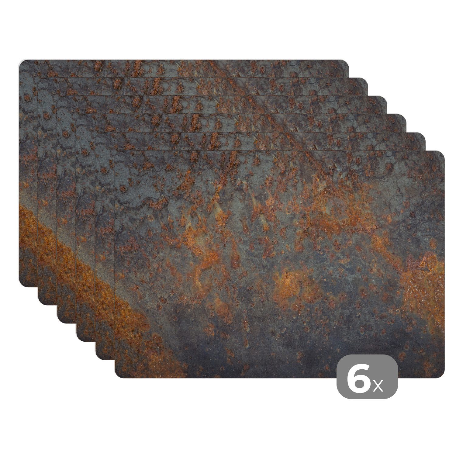 MuchoWow Platzset Metallstruktur mit Rostflecken, (6-St), Platzsets, Tischset, Abwaschbar, Tischsets, Platzdeckchen