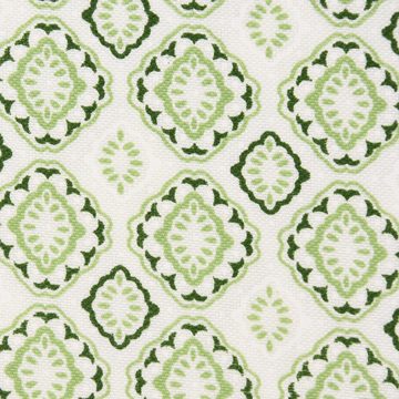Stoff Gardinenstoff Dekostoff Landhausstoff Ornamente weiß grün 1,60m