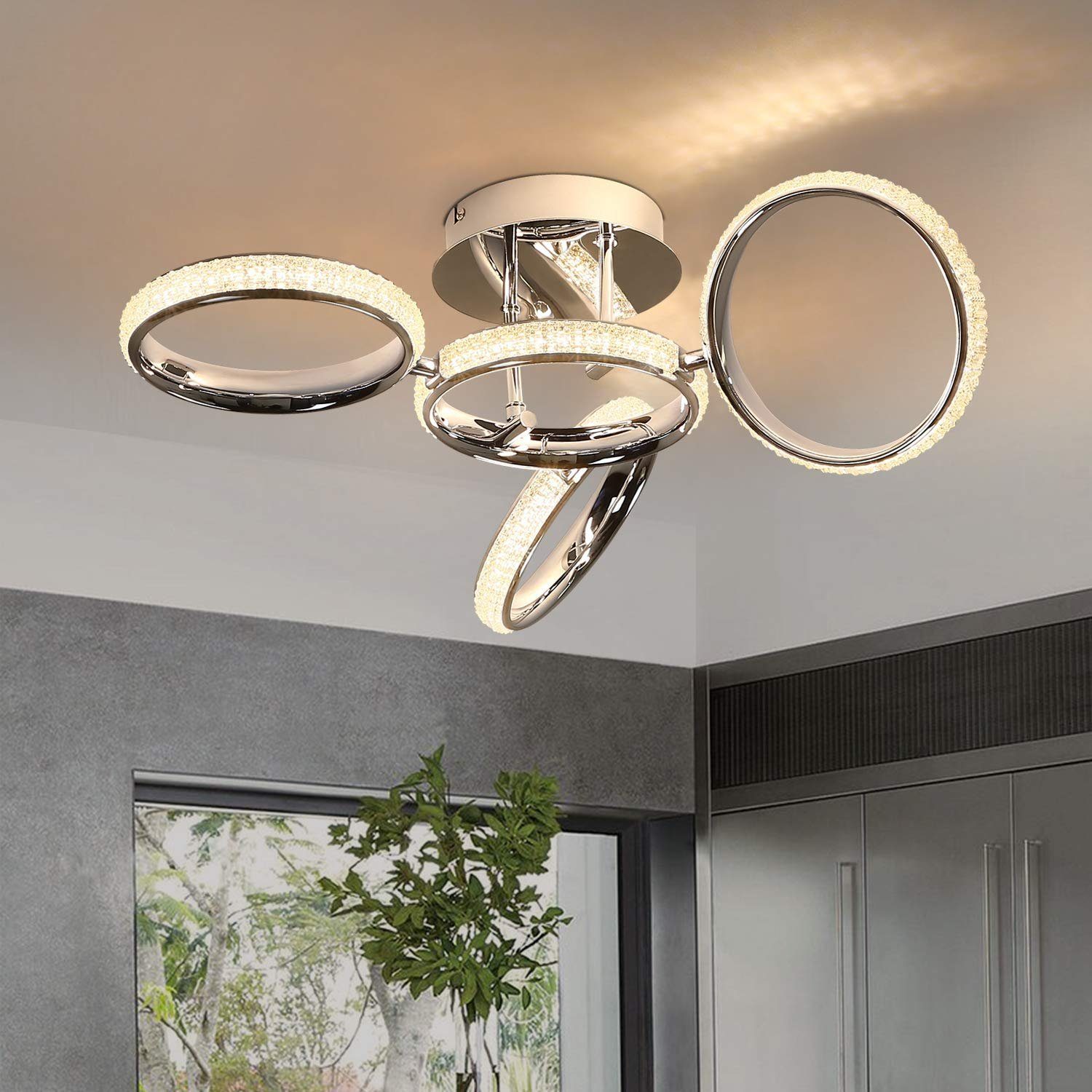 ZMH LED Deckenleuchte verstellbar Ring 39W Innen Lampe für Schlafzimmer Büro, LED fest integriert, 3000K Warmweiß