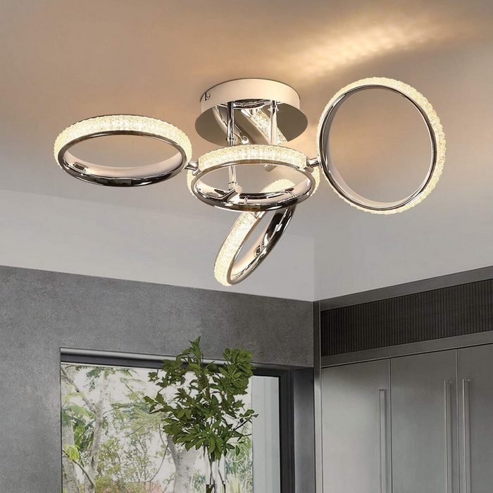ZMH LED Deckenleuchte Deckenlampe Wohnzimmer 39W Innen 3000K Warmweiß für Schlafzimmer Büro verstellbar Ring LED fest integriert