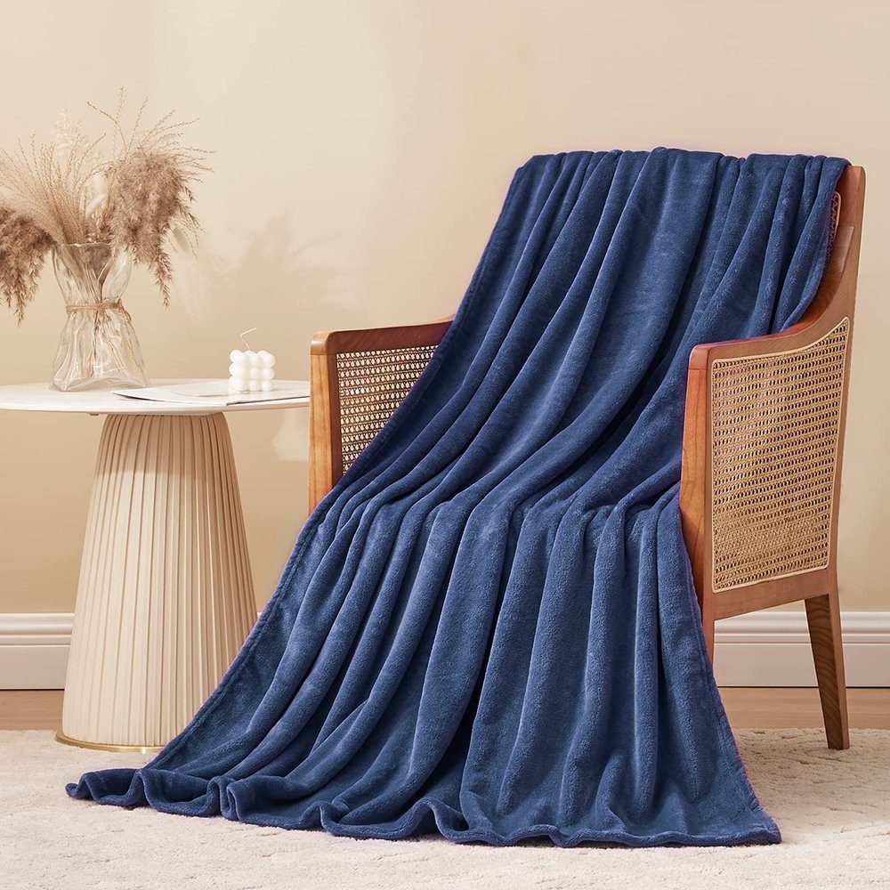 Kuscheldecke Fleece Decke, Decke decke Sofa Wohndecke - Dunkelblau( Flauschig Warme GelldG 150*200) Grau