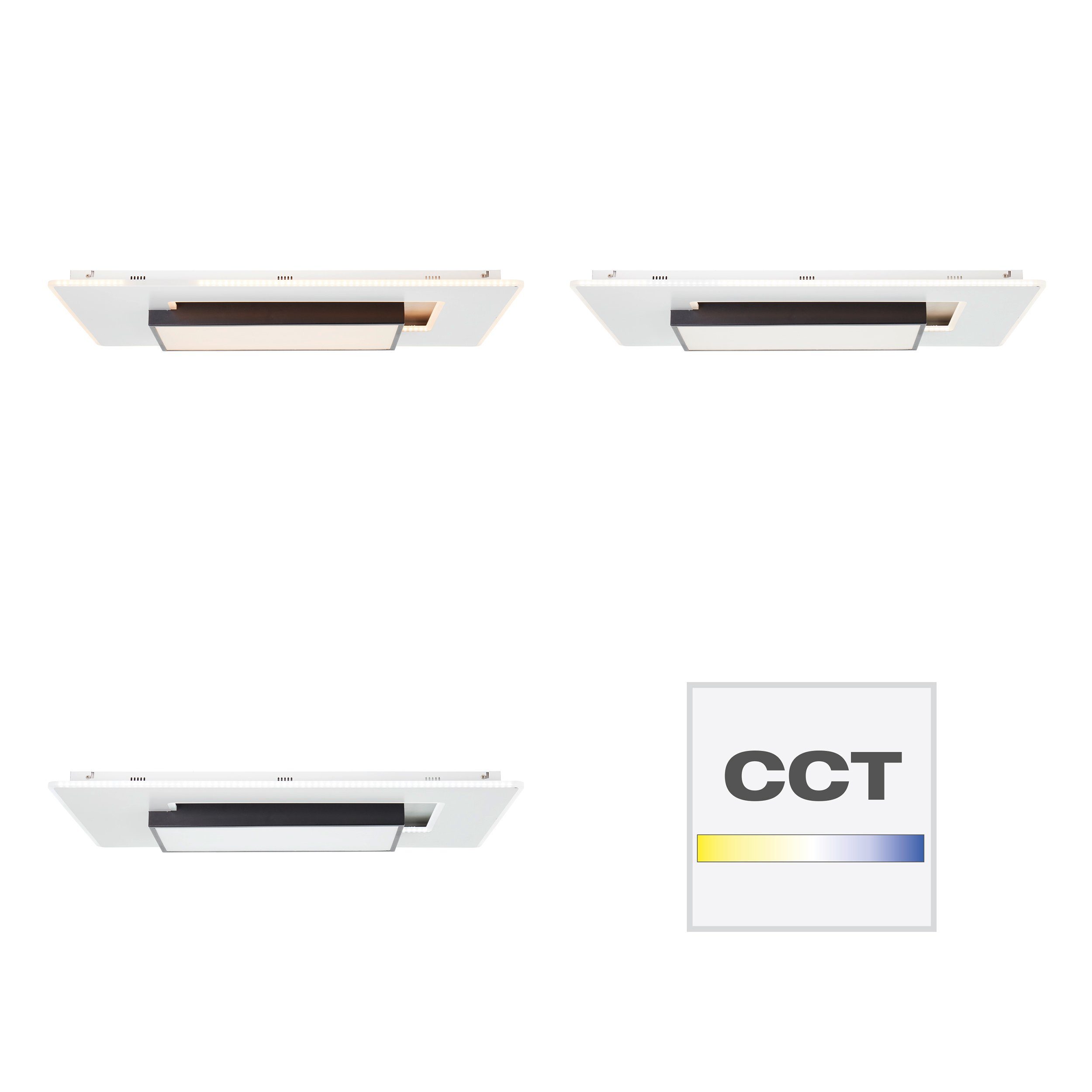 Deckenleuchte Deckenleuchte Hutson, Metall/Kunststoff, 6 80x50cm LED weiß/schwarz, Brilliant Hutson 1x