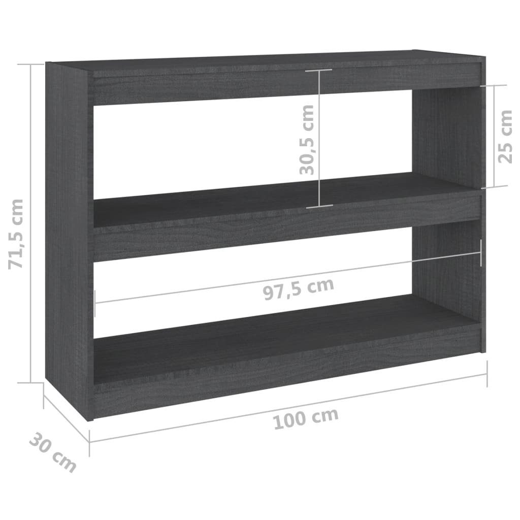 cm Massivholz Grau 100x30x71,5 furnicato Bücherregal Kiefer Raumteiler