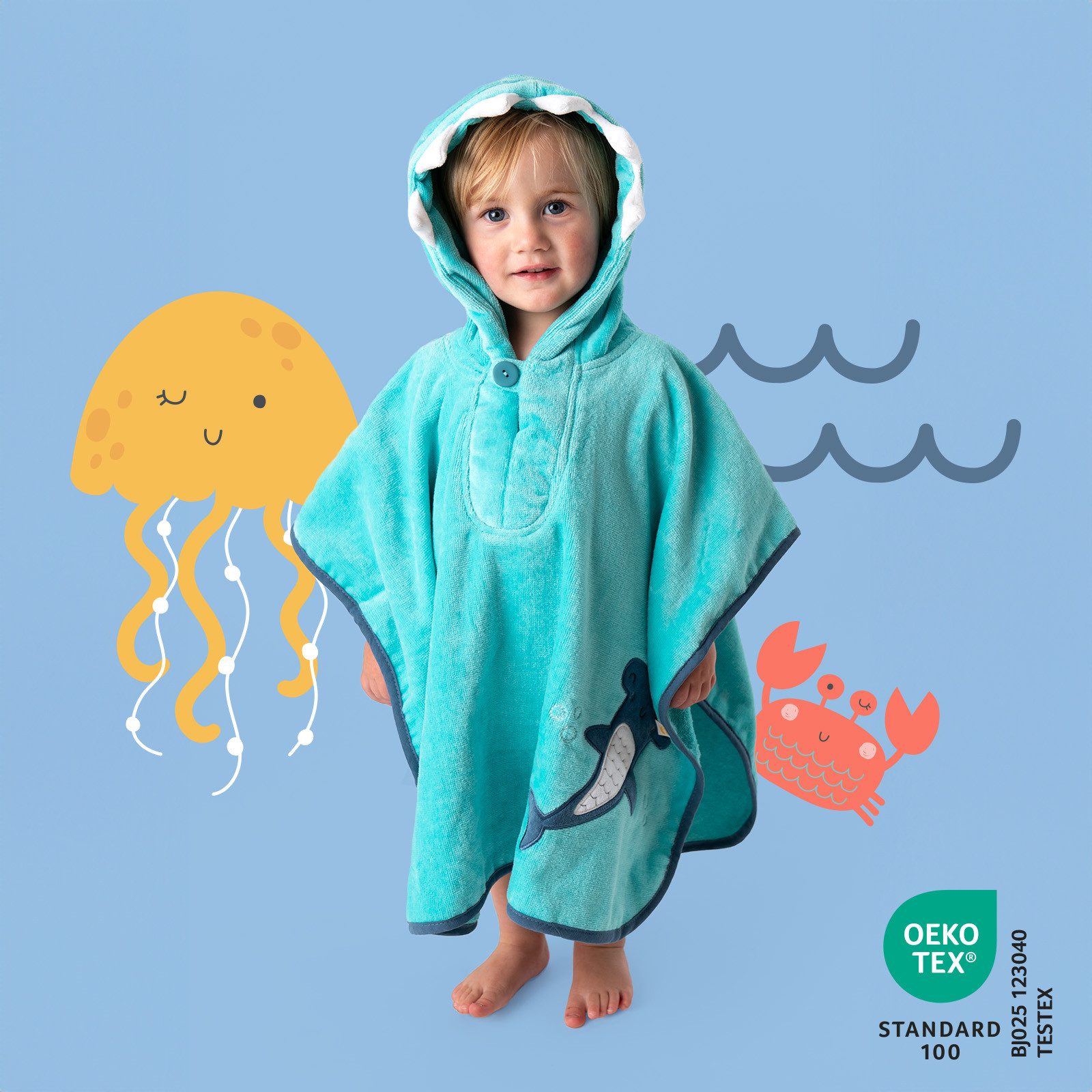 Schlummersack Kinderbademantel Frottee Badeponcho OEKO-Tex zertifiziert