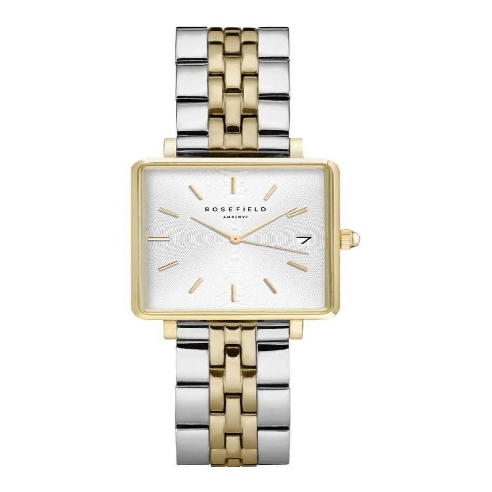 ROSEFIELD Quarzuhr ROSEFIELD Damenuhr Boxy XS Silber Gold Bicolor eckig QMW günstig online kaufen