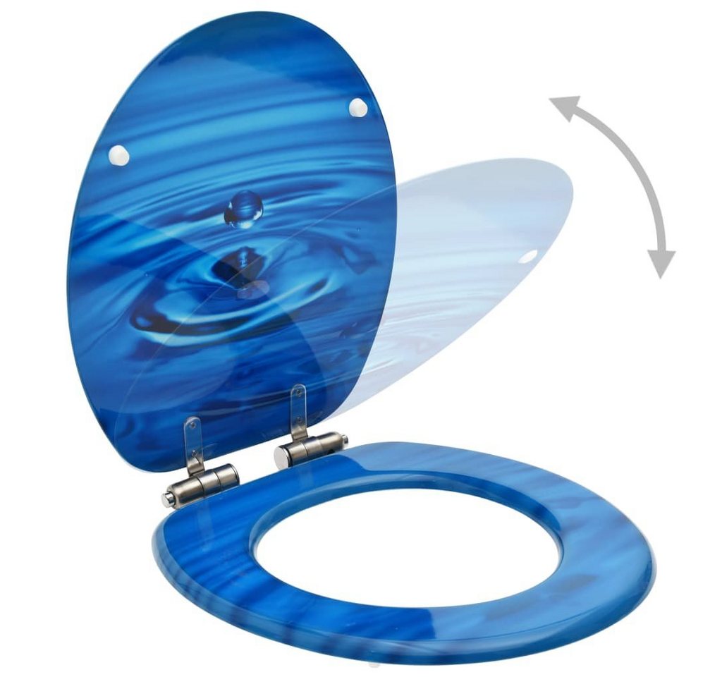 Thumbnail - vidaXL WC-Sitz Toilettensitze Soft-Close-Deckel 2 Stk MDF Blau Wassertropfen