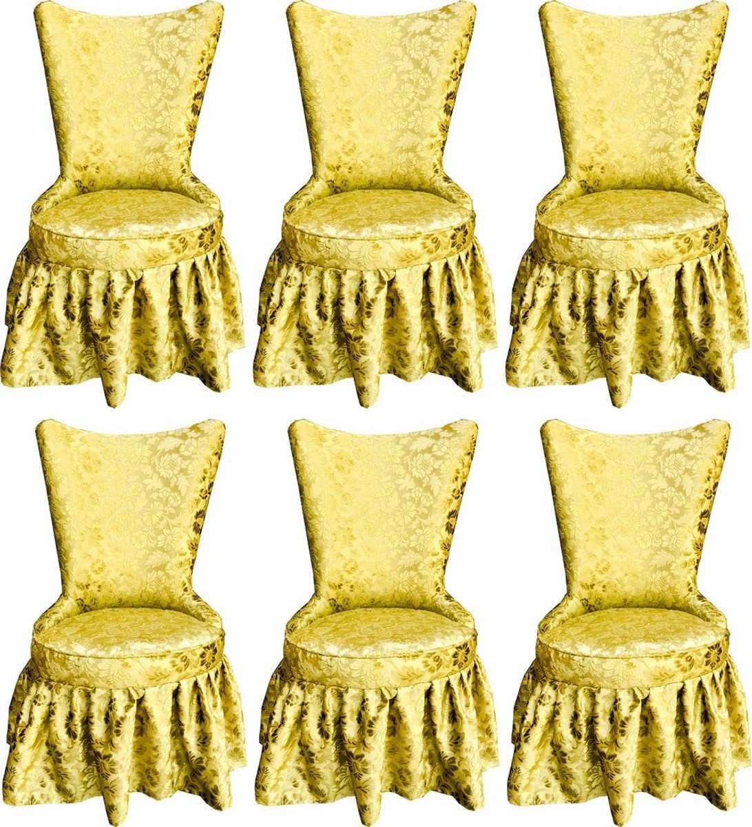 Casa Padrino Esszimmerstuhl Pompöös by Luxus Barock Schloss Esszimmerstühle Gold Bouquet Muster / Gold - Pompööse Barock Stühle designed by Harald Glööckler - 6 Esszimmerstühle - Barock Möbel
