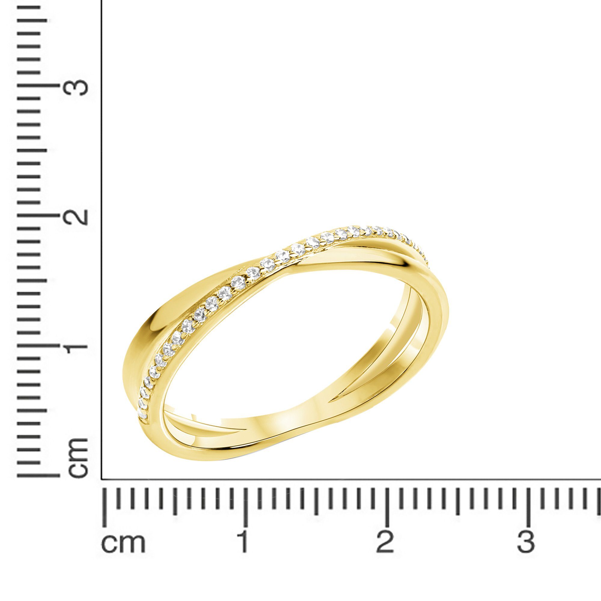CELESTA Fingerring Silber 925 vergoldet mit weißen Zirkonia-Steinen