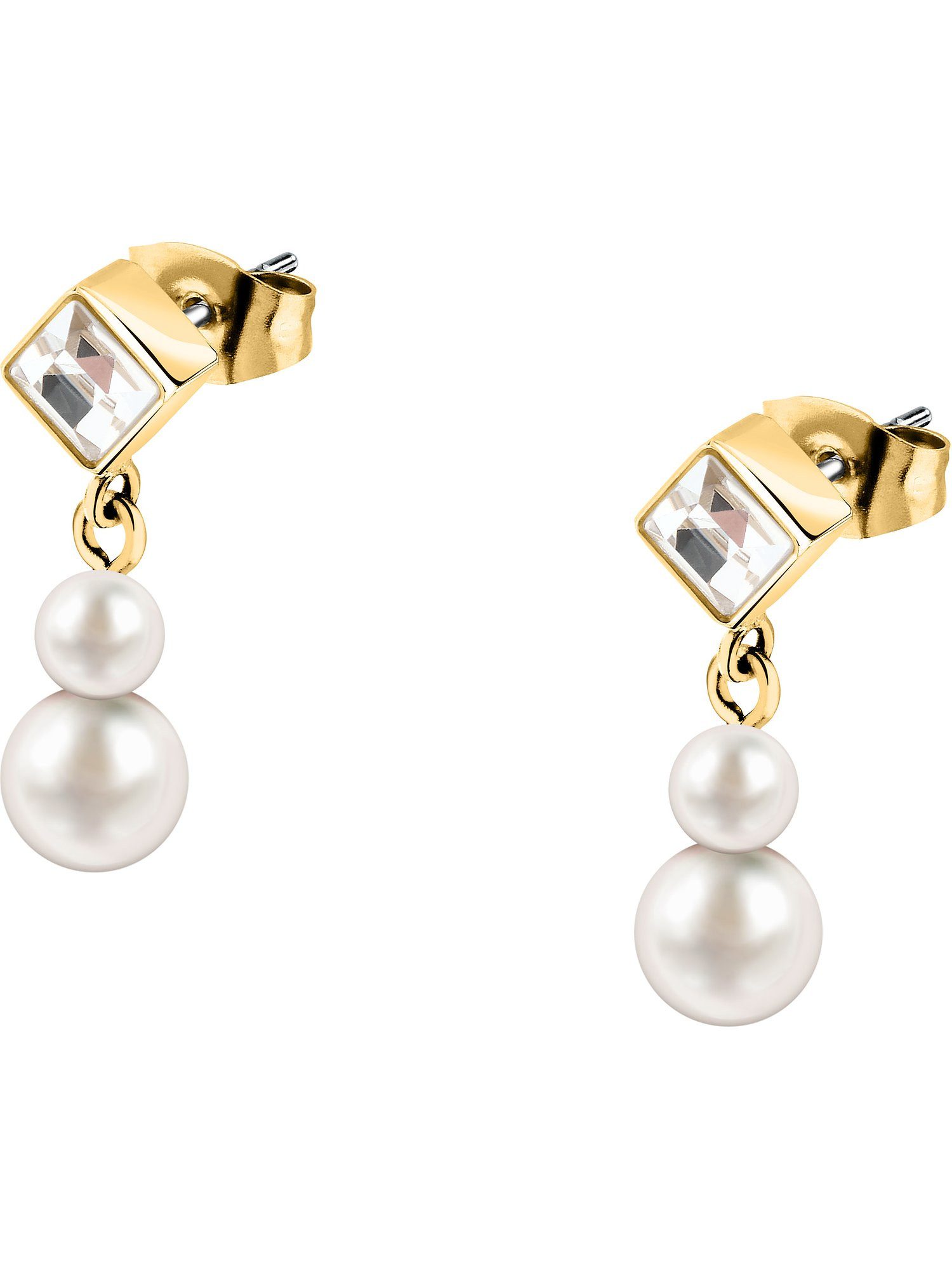 KARL LAGERFELD Paar Ohrstecker Karl Lagerfeld Damen-Ohrstecker Edelstahl Kristall, Pearl