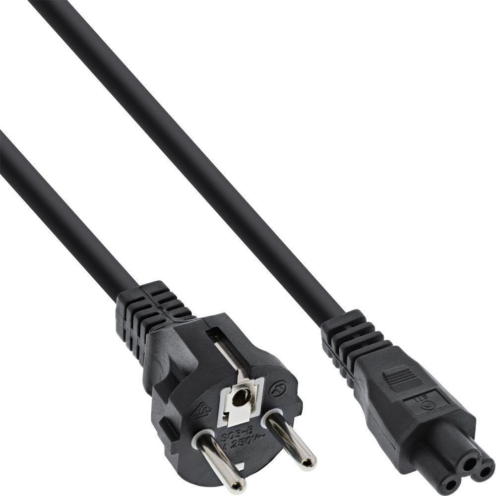 INTOS ELECTRONIC InLine® Netzkabel für Notebook, 3pol Kupplung, schwarz, 0,5m Computer-Kabel