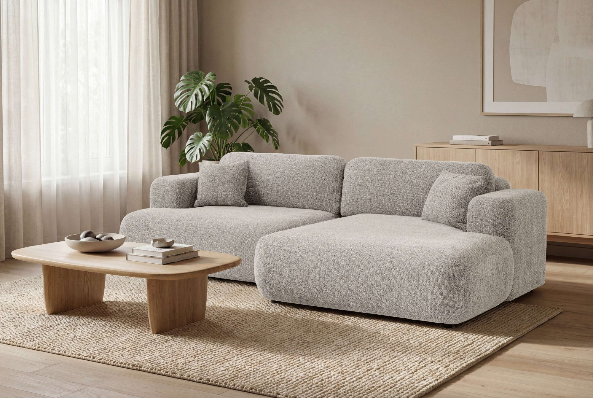 OTTO home Ecksofa VEEVIA L-Form, Schlafsofa, Verlässliche Qualität, Breite 256cm, mit Bettkasten, belastbar bis 480kg, inklusive Rücken- und Zierkissen