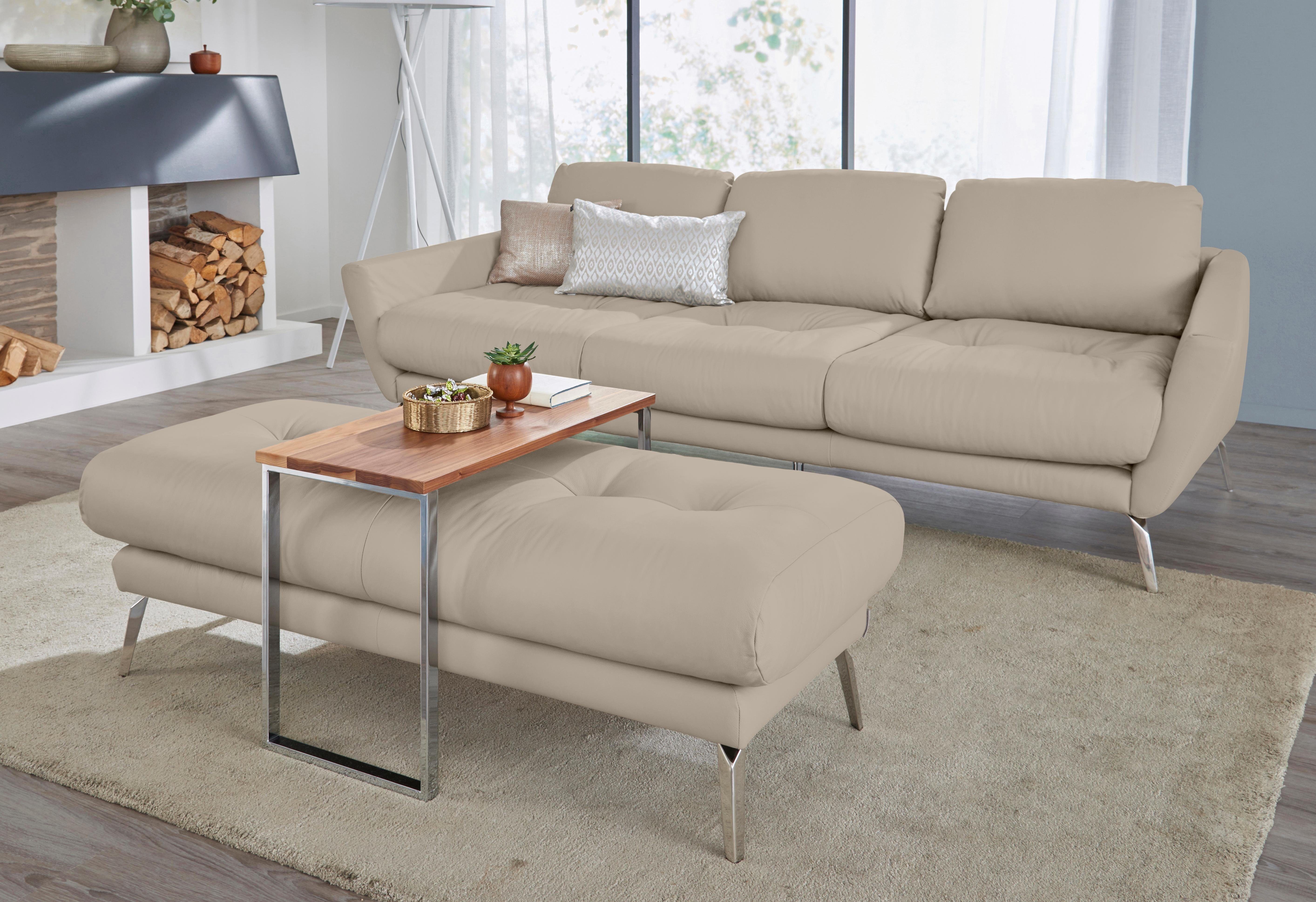 W.SCHILLIG Big-Sofa softy, mit im Chrom Füße Sitz, dekorativer glänzend Heftung