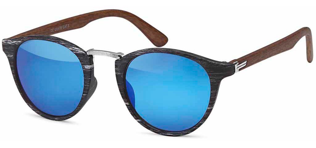 styleBREAKER Sonnenbrille (1-St) Verspiegelt Gestell Schwarz-Silber / Glas Blau verspiegelt