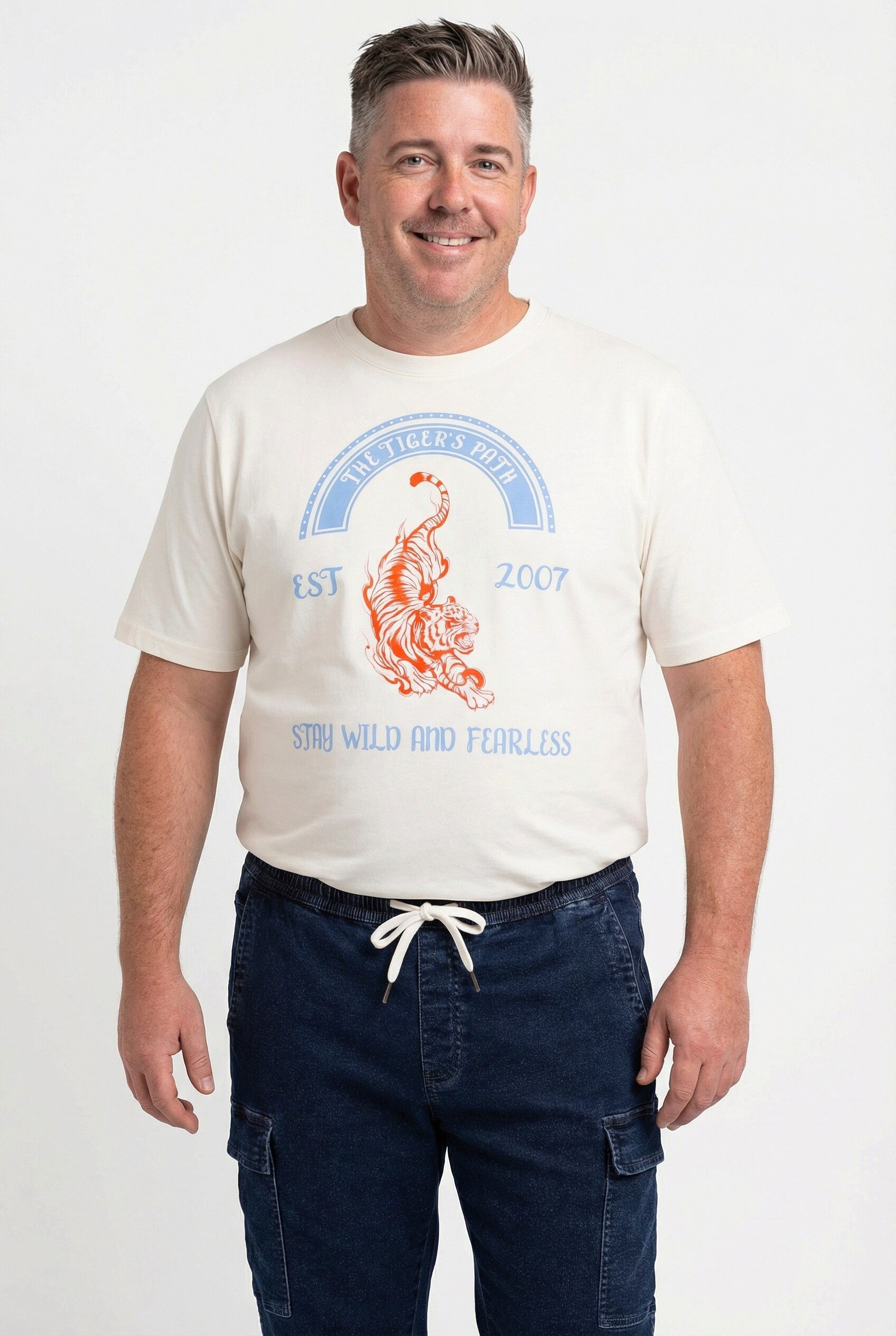 T-Shirt T-Shirt Brustprint Halbarm Rundhals