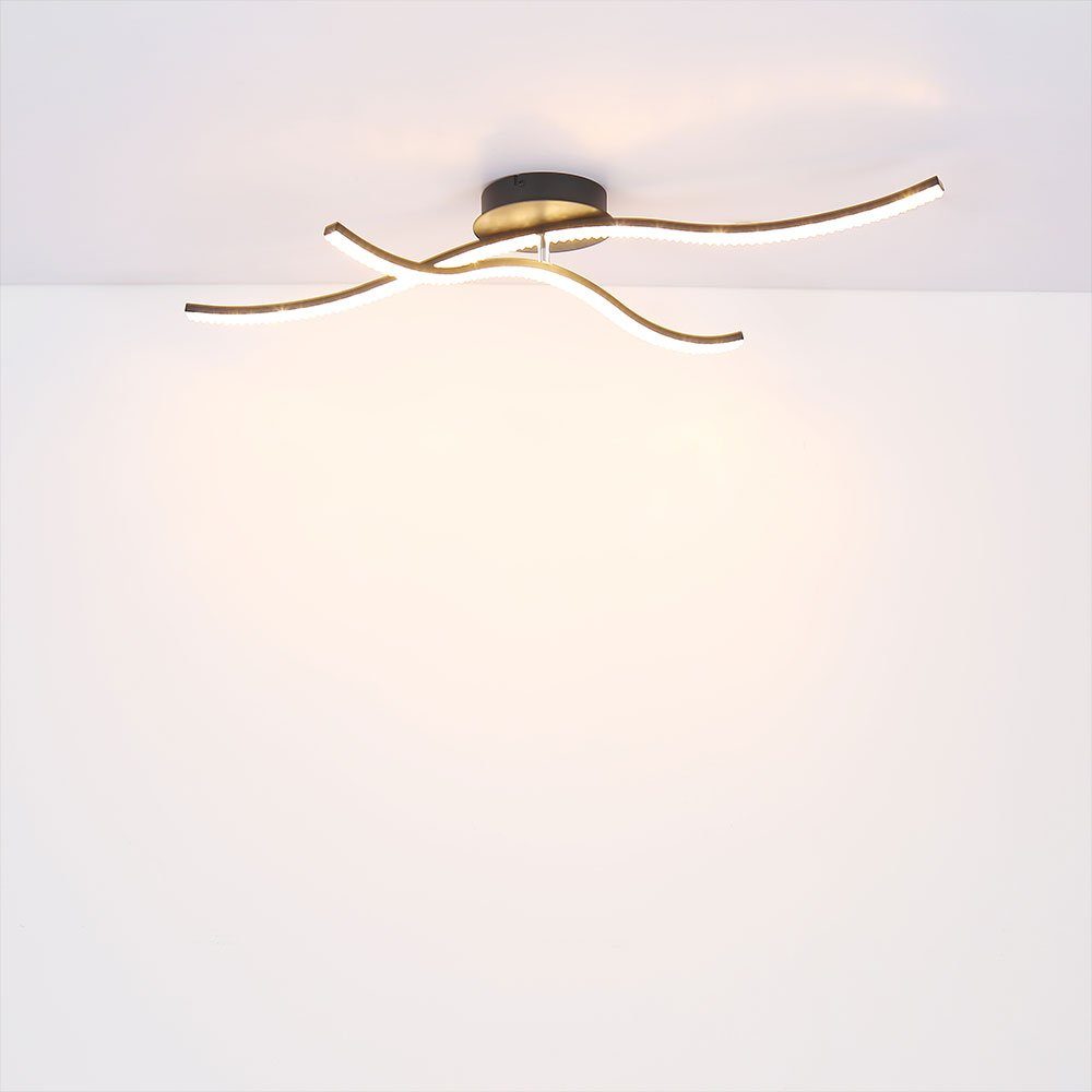 Lampe LED-Leuchtmittel Metall-Schwarz fest LED Warmweiß, LED Deckenleuchte Deckenleuchte, Kristall verbaut, 2-Flammig etc-shop