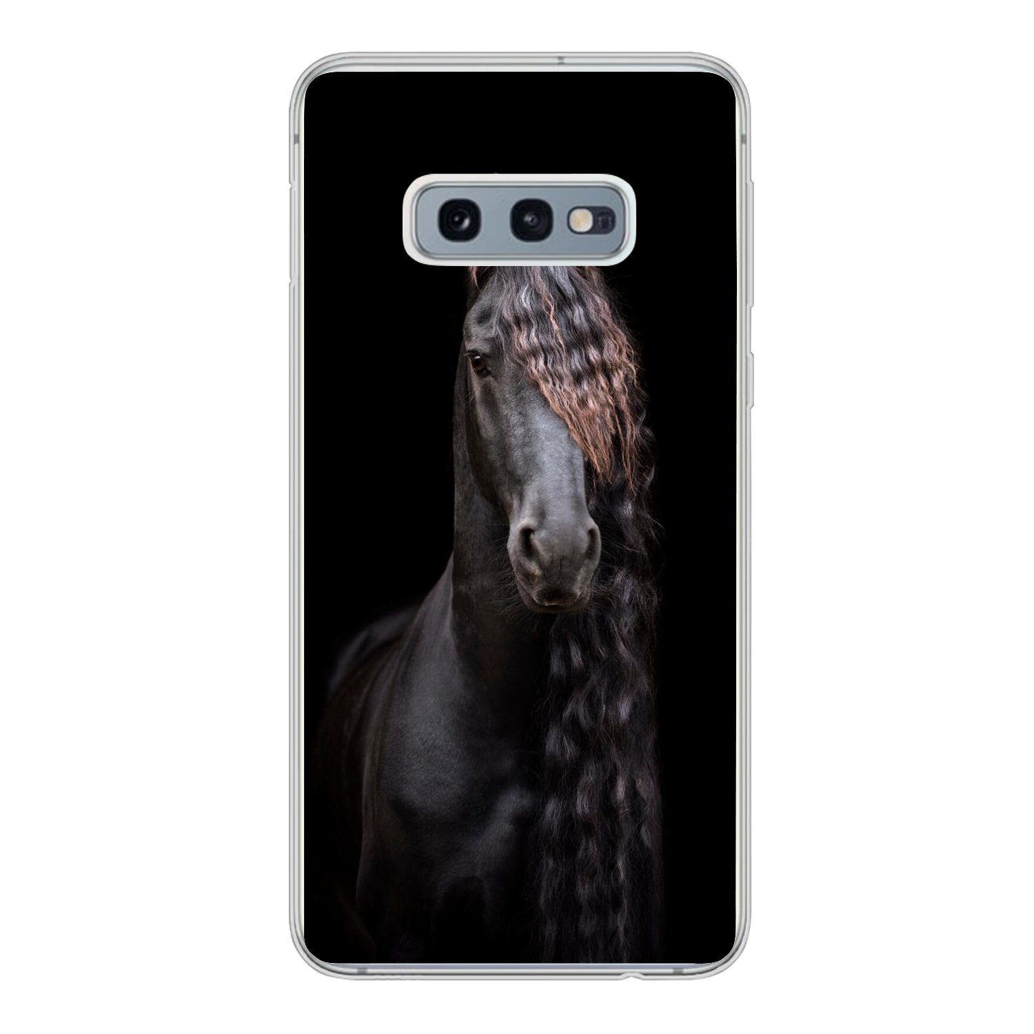 MuchoWow Handyhülle für Samsung Galaxy S10e Pferde - Friesisch - Mähne - Schwarz - Tiere, Phone Case, Silikon, Schutzhülle Dünn