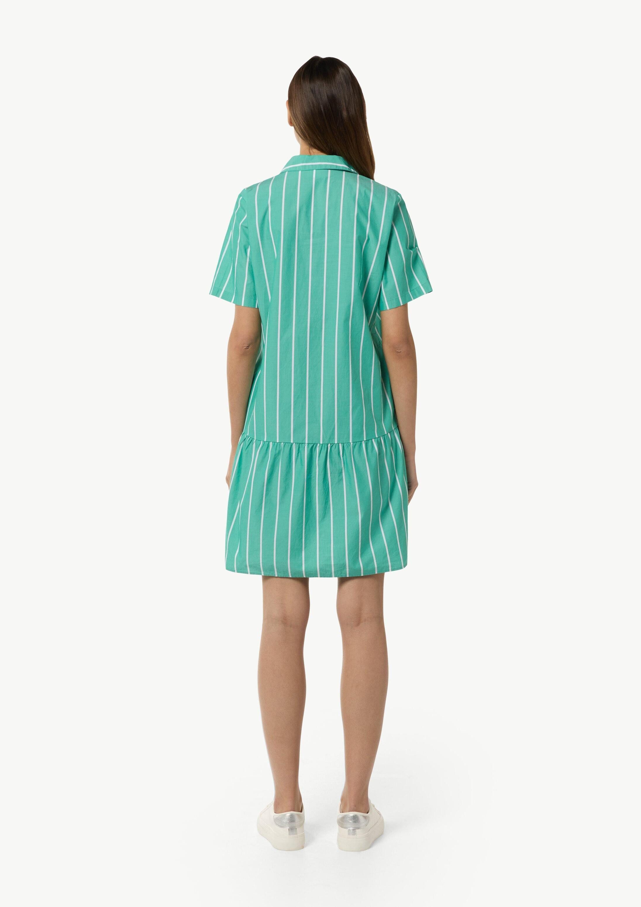 comma Minikleid Kleid Baumwoll-Kleid mit Volant-Saum und Hemdkragen