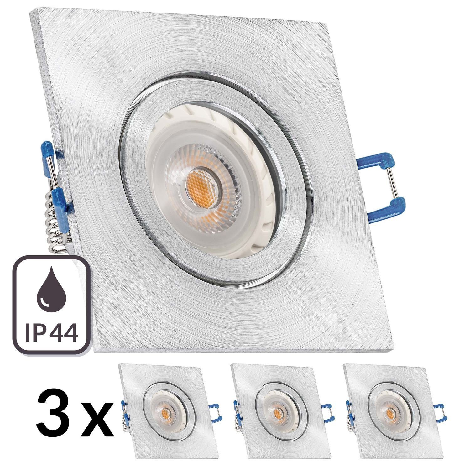 Einbaustrahler Aluminium mit LED LED LED Markenstr Set LEDANDO Einbaustrahler 3er GU10 IP44 natur