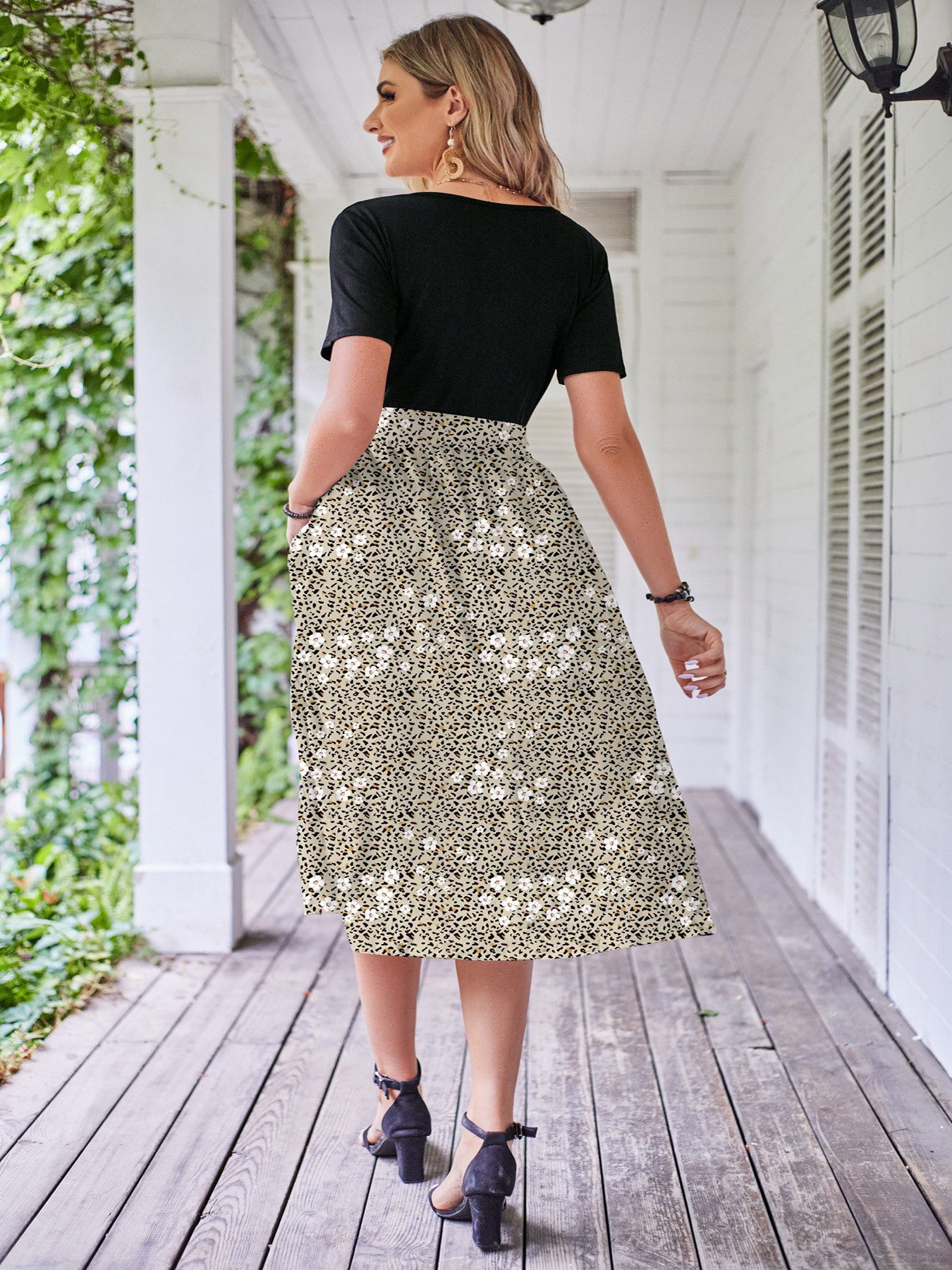 DEBAIJIA Dirndl Damen Röcke Sommer Floral Gedruckt Elegant Lässiger
