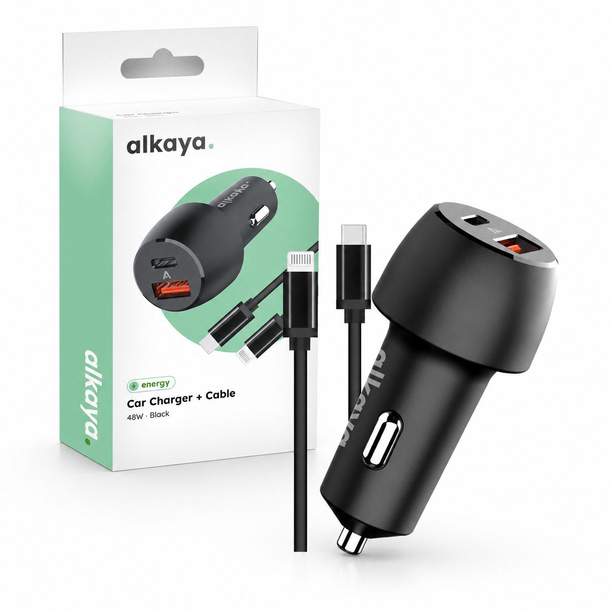 alkaya. Schnellladekabel KFZ Ladegerät USB C Auto Ladekabel Handy Autoladekabel, Für Xiaomi, Für Huawei, für Apple iPhone, für Samsung Galaxy, Für Google, Für Sony, USB-C, Für Apple, USB Typ C (100 cm), Zigarettenanzünder 48W schnellladegerät Datenkabel