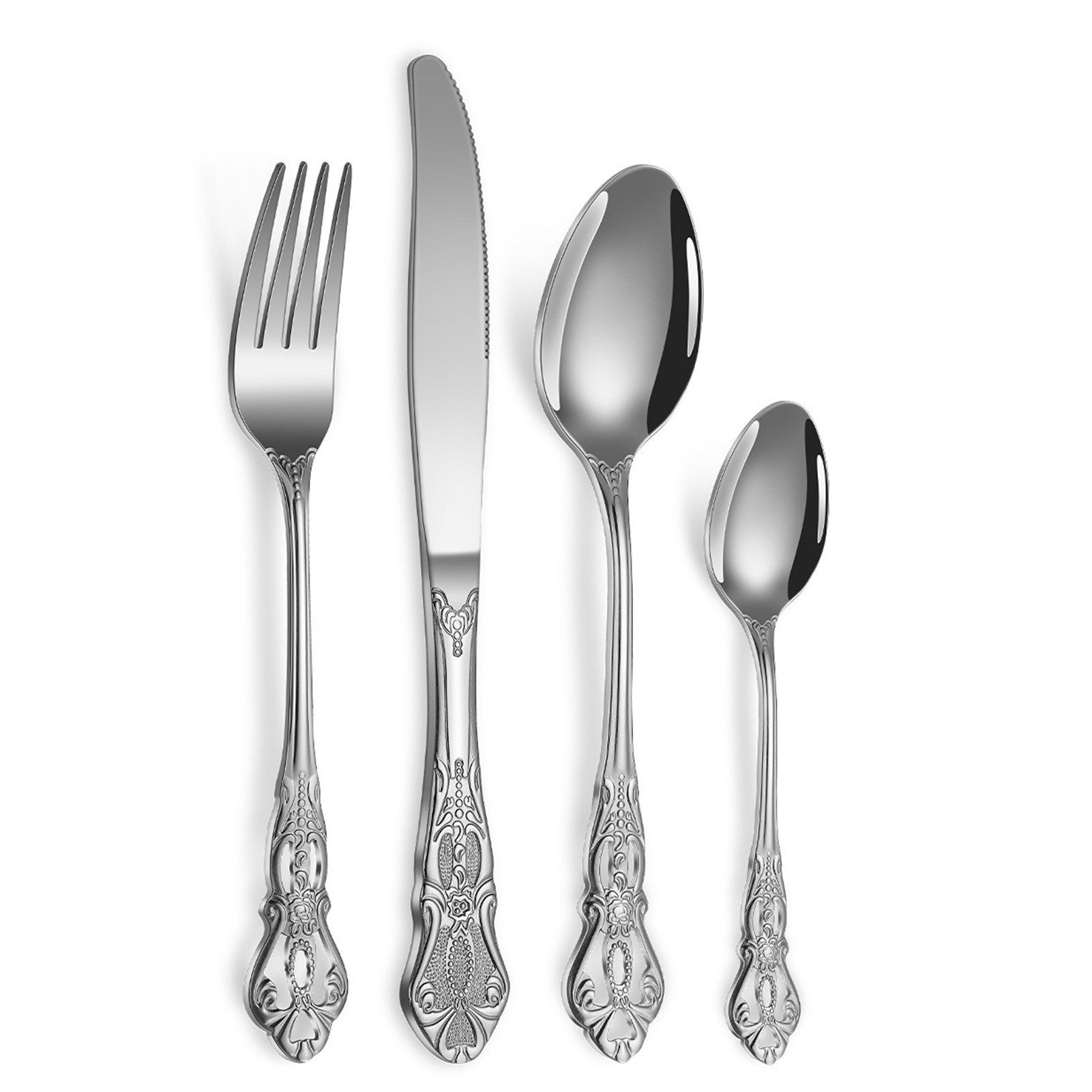 Jumpeak Besteck-Set Besteck,Besteckset,besteck gold,Kuchengabeln,steakmesser,Teelöffel, 6 Personen, Edelstahl, Kinderbesteck,Salatbesteck,3 Farben,4/5-teiliges Set,Edelstahl,deko