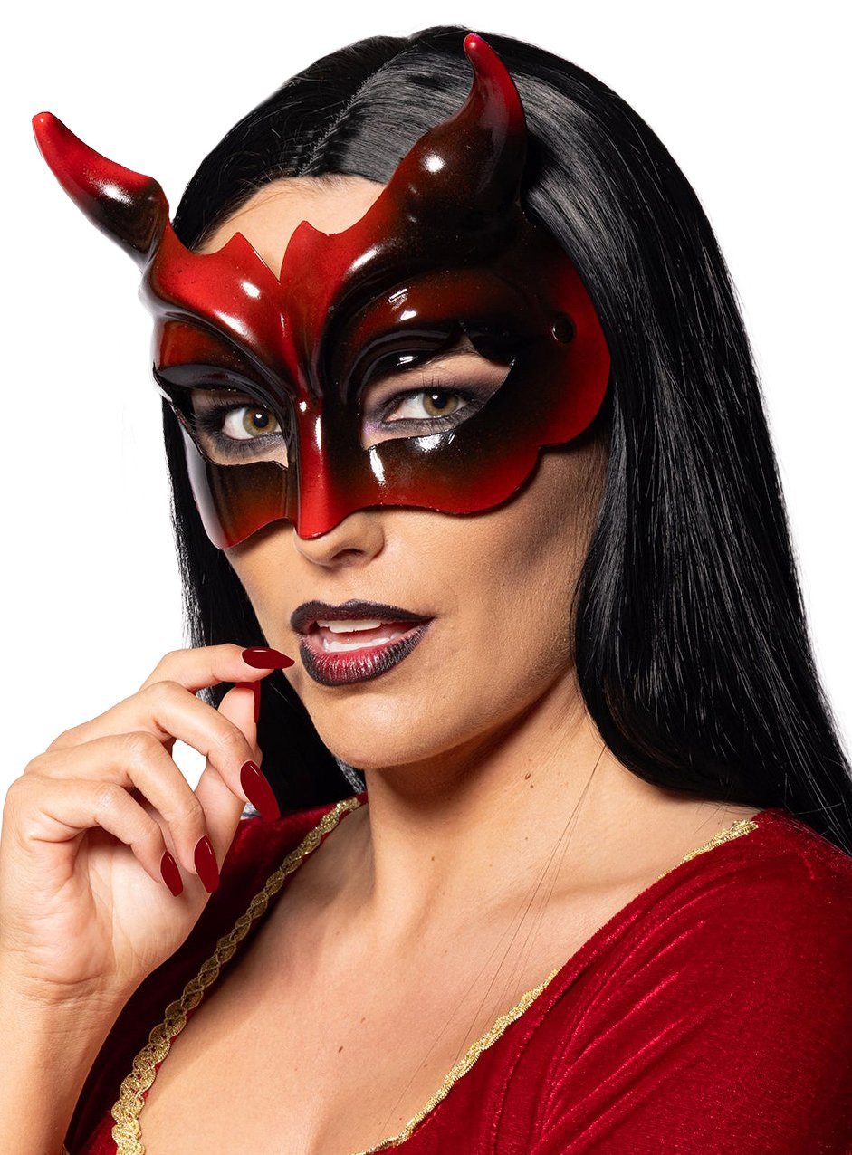 Metamorph Verkleidungsmaske Red Devil Augenmaske, Teufelsmaske mit Brillenbügeln