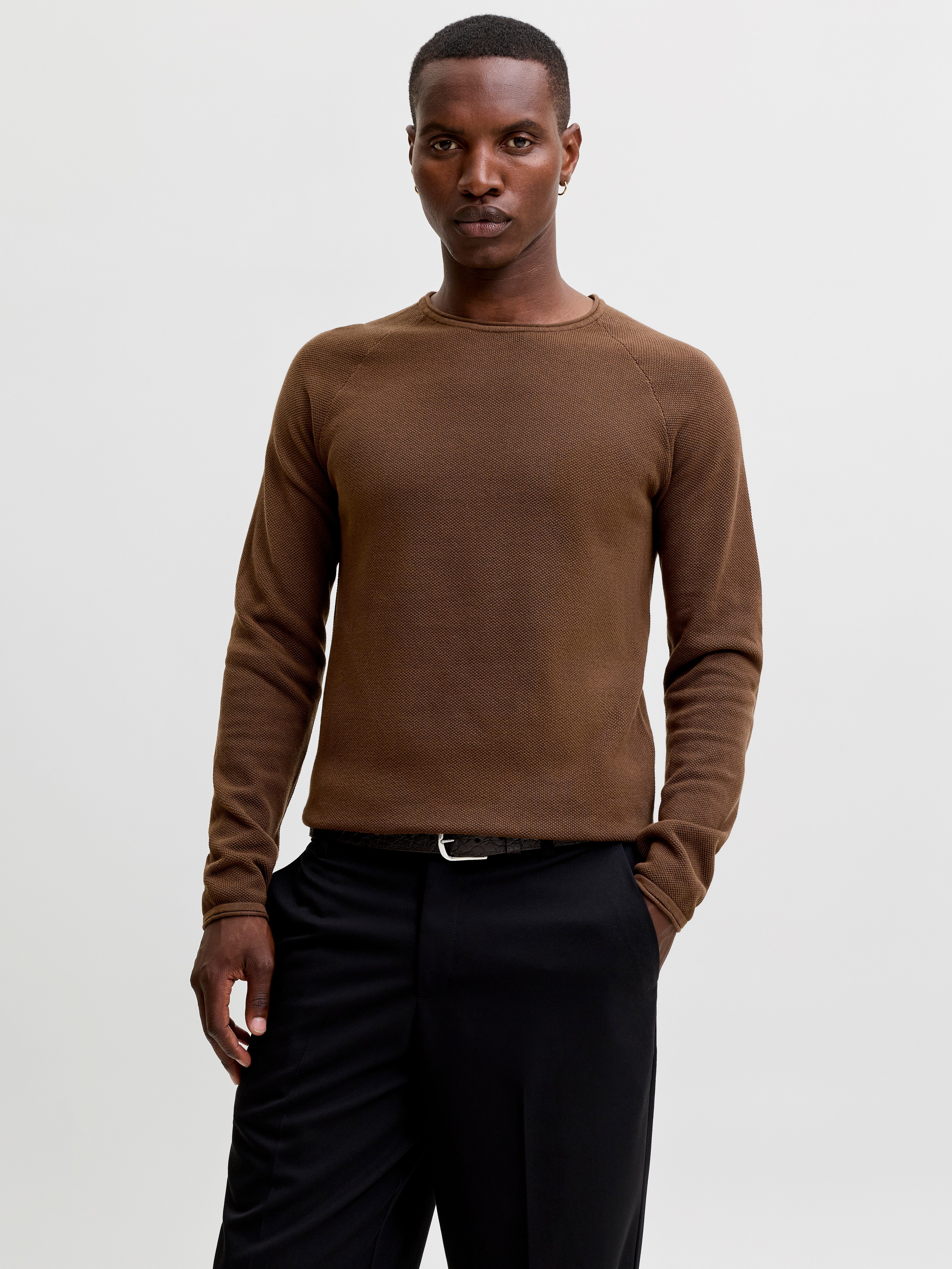 Jack & Jones Rundhalspullover JJEHILL KNIT CREW NECK NOOS Baumwolle, regular fit