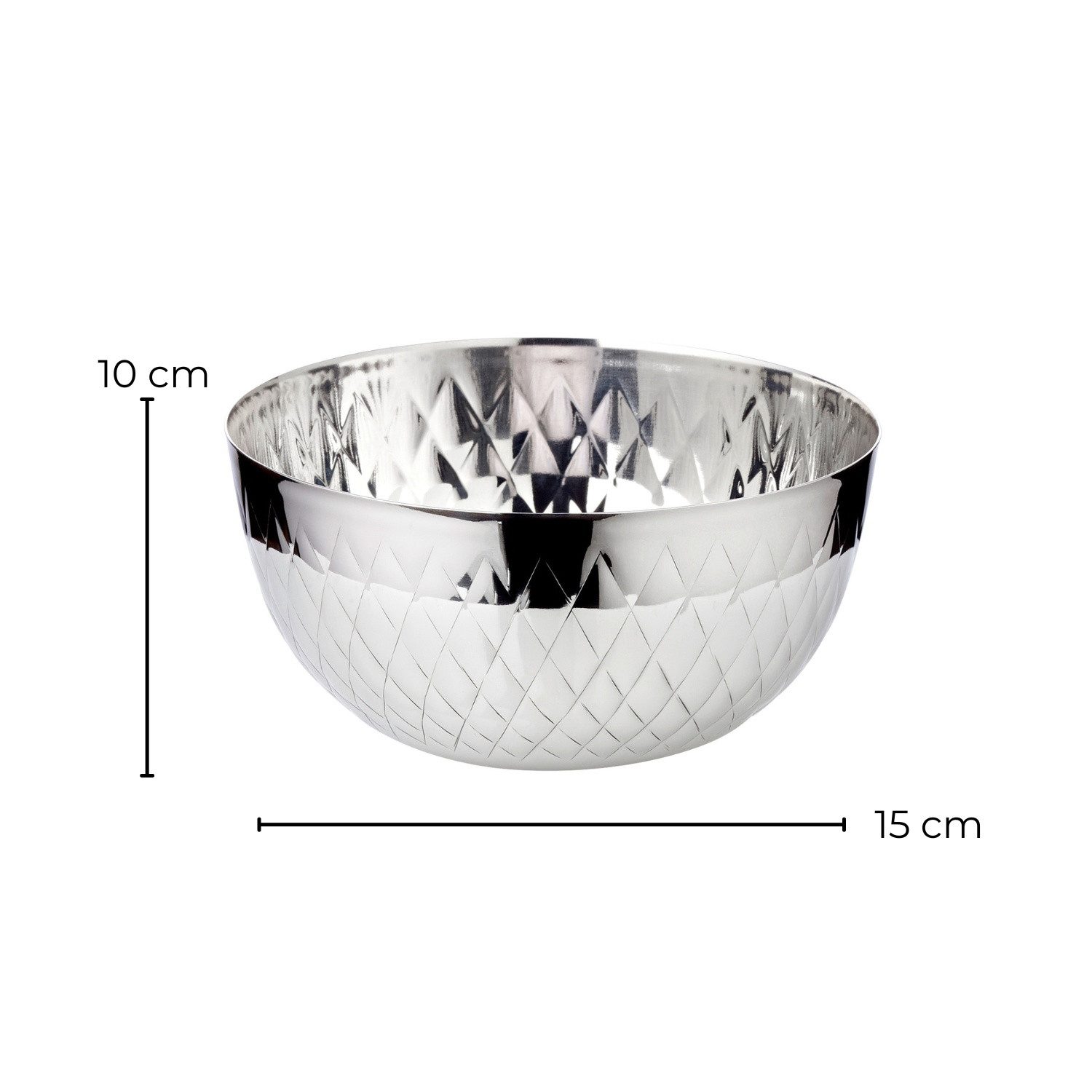 EDZARD Servierschale Ponza, Edelstahl, 2er-Set, Silber-Optik, hochglanzpoliert, gemustert, H 10 cm, Ø 15 cm