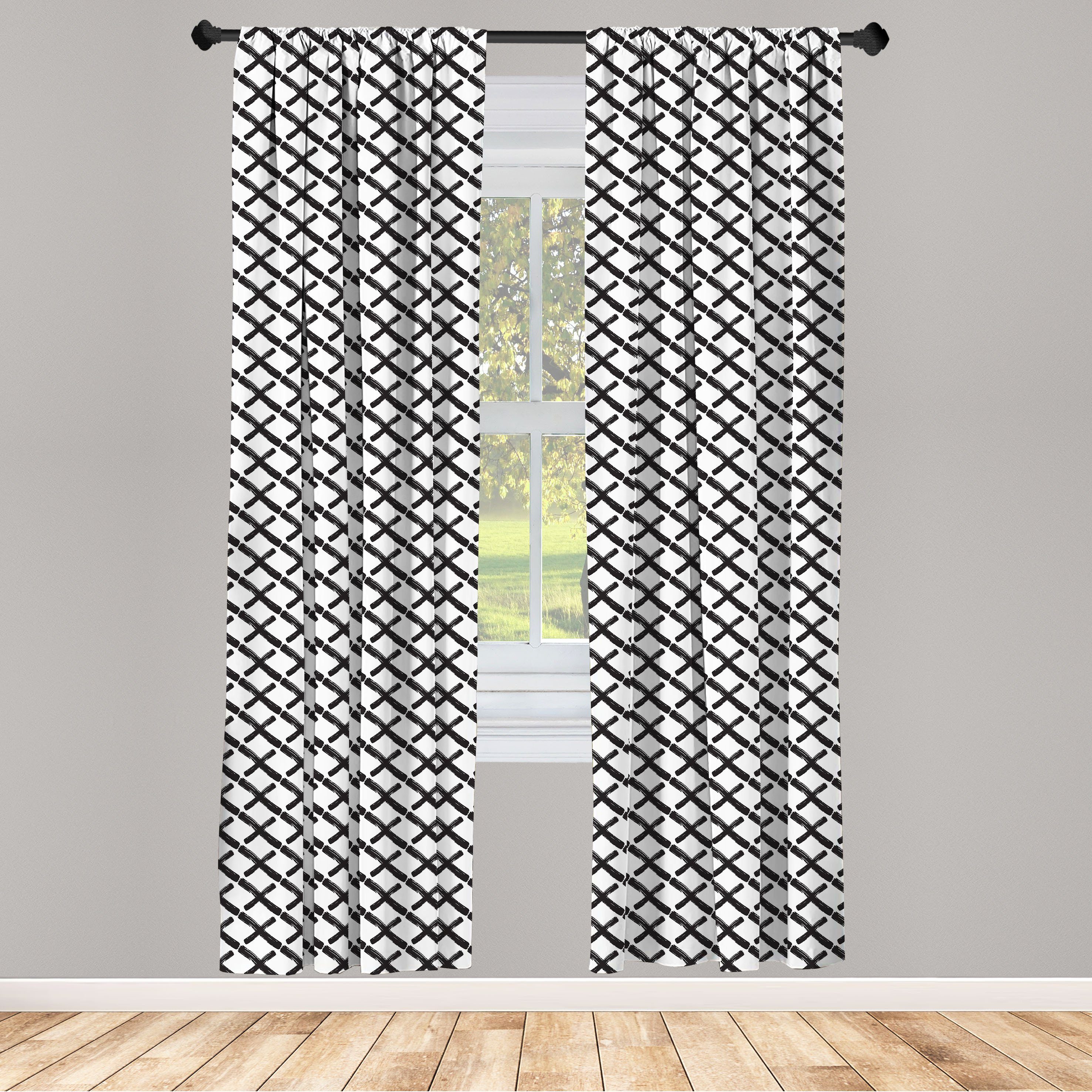Gardine Vorhang für Wohnzimmer Schlafzimmer Dekor, Abakuhaus, Microfaser, Modern Minimalist Brushstokes