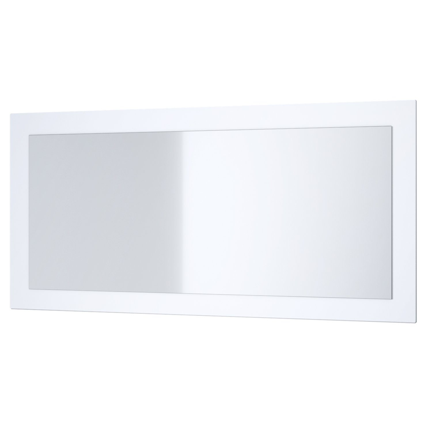 Vladon Wandspiegel Lima V1 (Wandspiegel, mit Rahmen im modernen Stil), Weiß matt (89 x 45 cm)