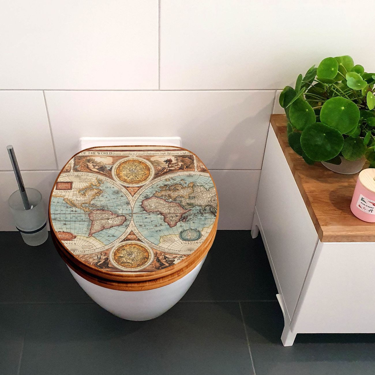 banjado WC-Sitz Bambus Motiv Historische Weltkarte (umweltfreundliches Mate günstig online kaufen