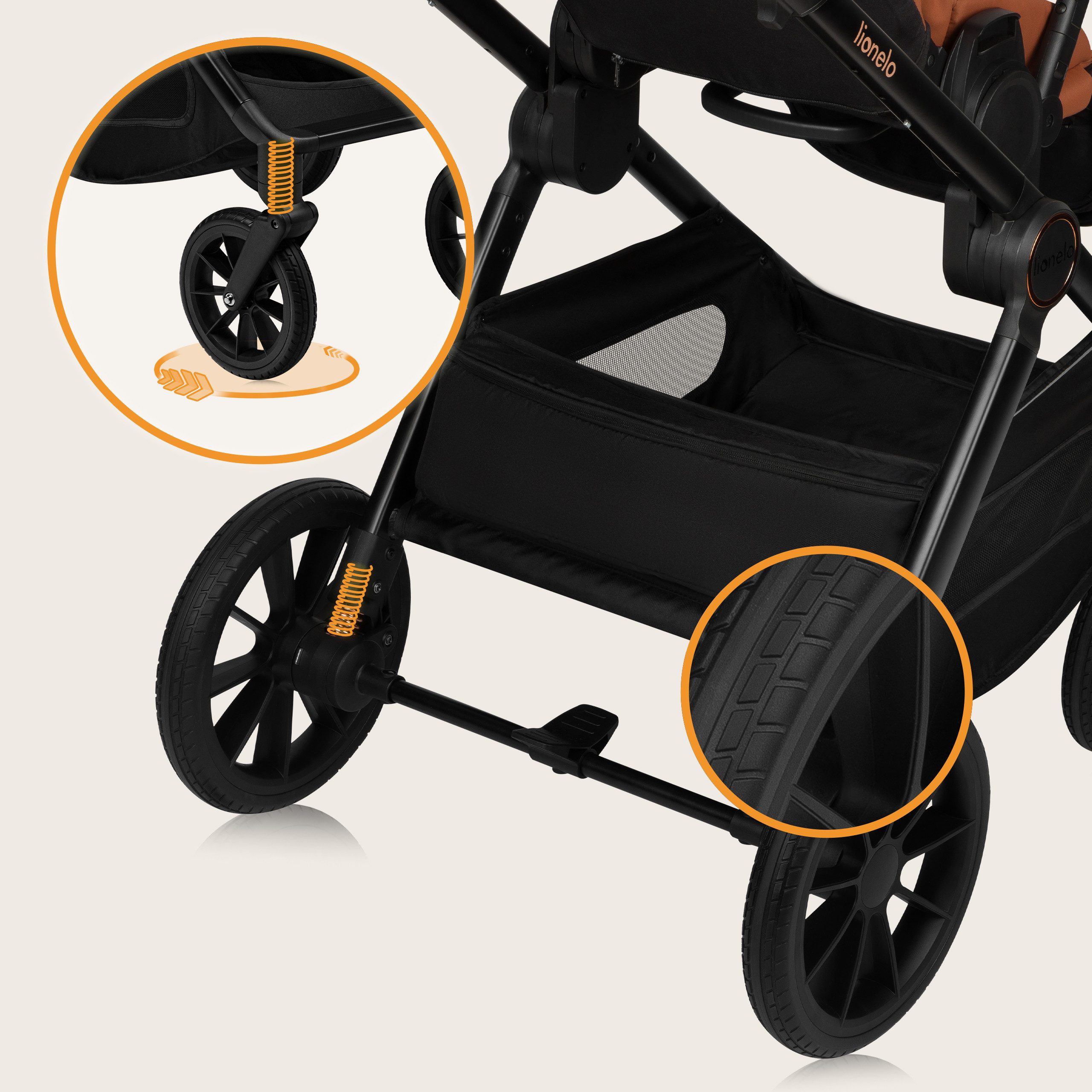lionelo Kombi-Kinderwagen LAYLA 3IN1, (Set), 3D-Panoramabelüftung/ XXL-Sitz/ komfortable Federung – Bild 5 von 5