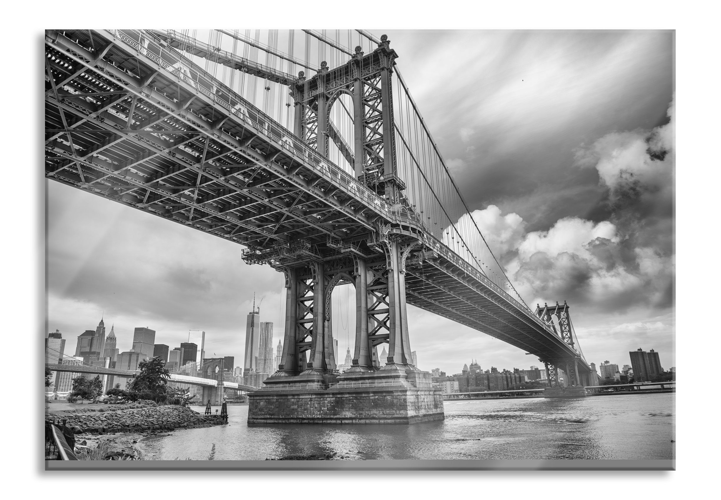Pixxprint Glasbild Manhattan Bridge New York, Manhattan Bridge New York (1 St), Glasbild aus Echtglas, inkl. Aufhängungen und Abstandshalter