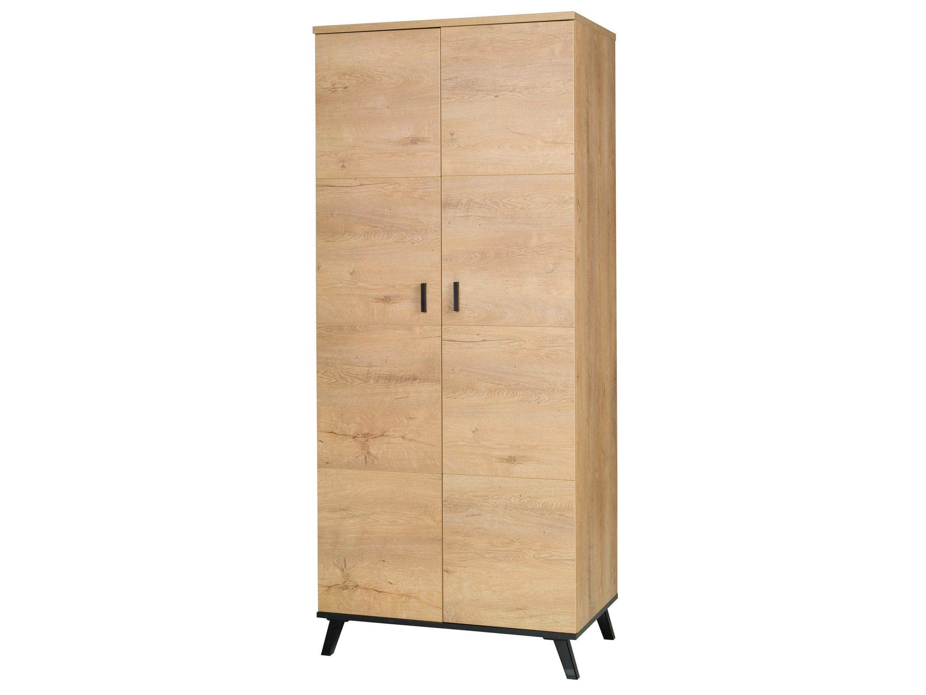 Beautysofa Kleiderschrank Moderne Garderobe auf hohen schwarzen Beinen Jenny 01 (Farbe: eiche lefkas + schwarz) B:81/H:191/T:55cm