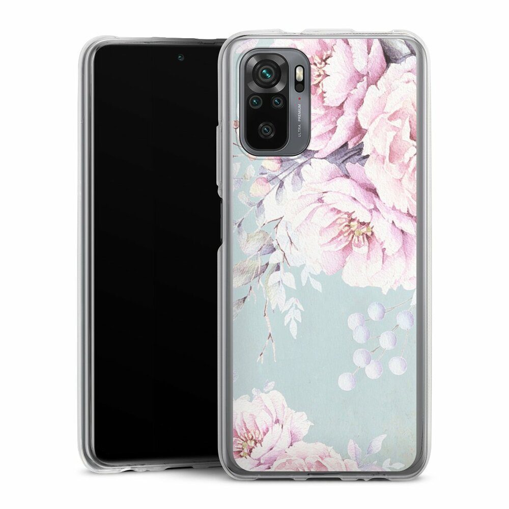DeinDesign Handyhülle Blume Pastell Wasserfarbe Watercolour Flower, Xiaomi Redmi Note 10 4G Silikon Hülle Bumper Case Handy Schutzhülle