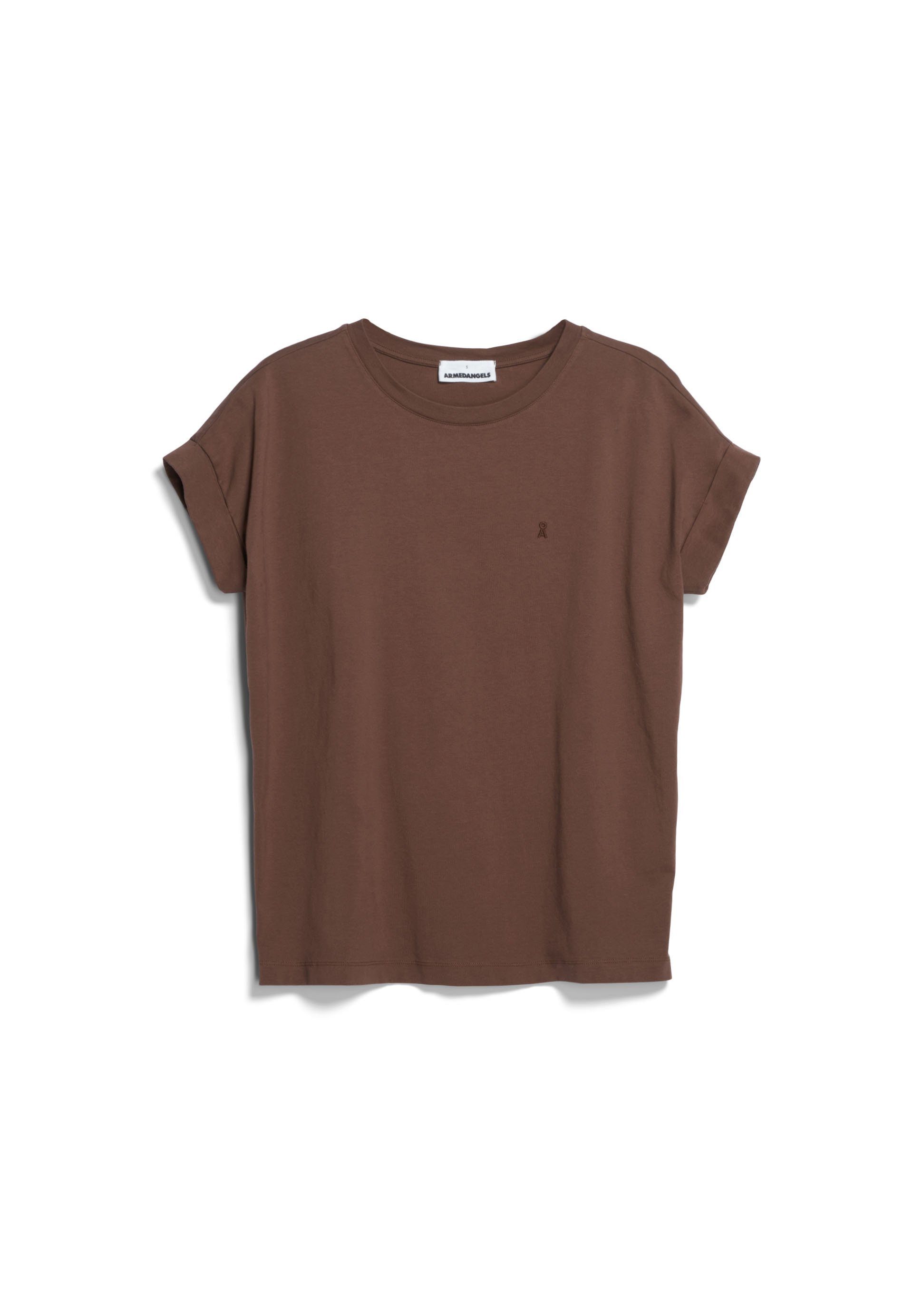 (1-tlg) Keine Details IDAARA Damen deep aus brown Bio-Baumwolle Armedangels Fit T-Shirt Loose T-Shirt