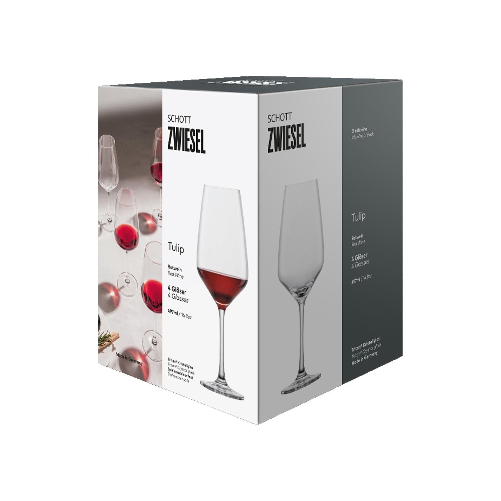 SCHOTT ZWIESEL Rotweinglas Tulip Rotweingläser 497 ml 4er Set, 4-tlg., Glas