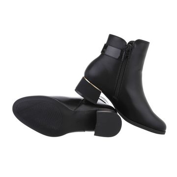 Ital-Design Damen Elegant Stiefelette Blockabsatz Klassische Stiefeletten in Schwarz